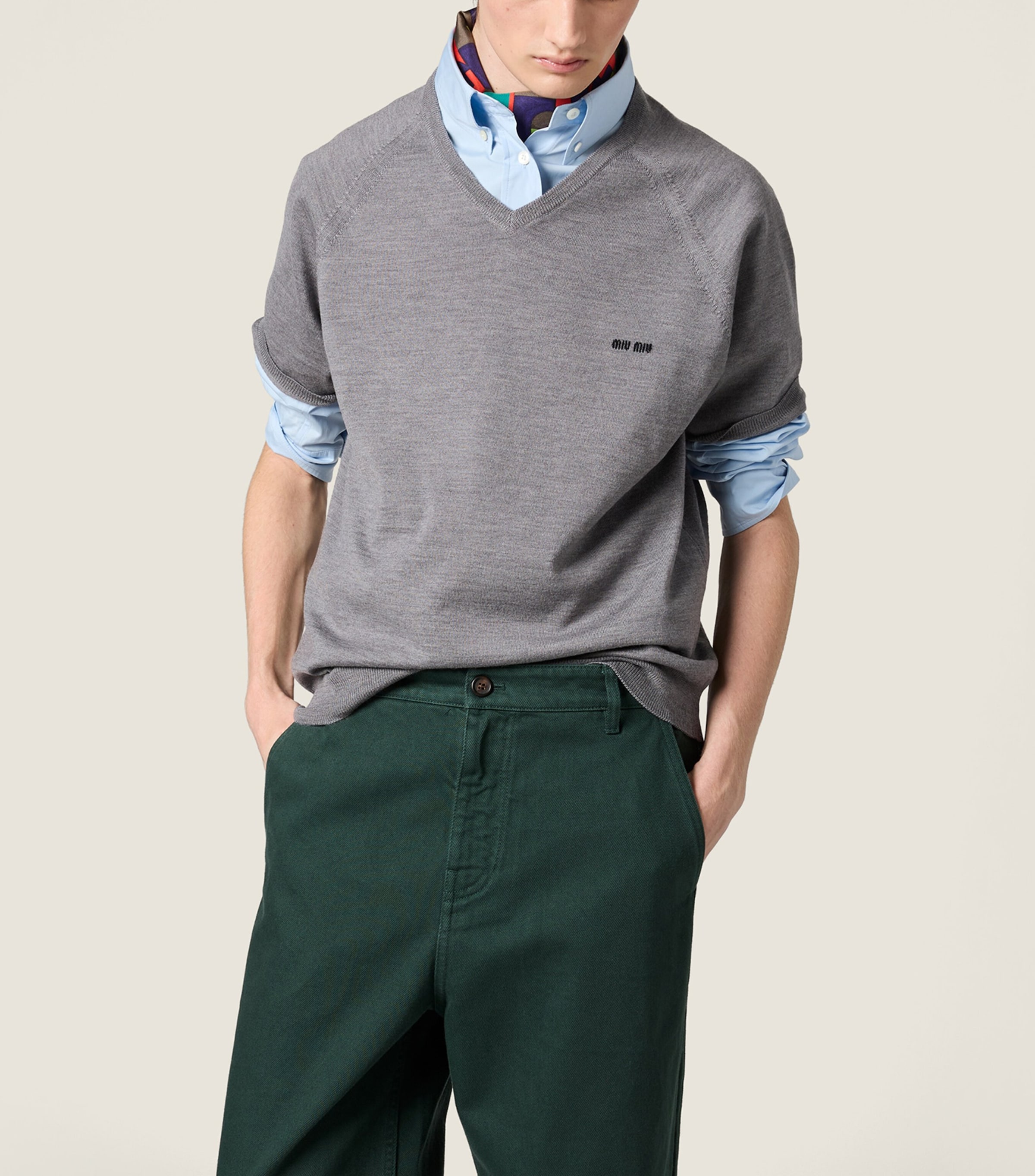 Miu Miu Womens Fleece Wool Logo Sweater Image 4
