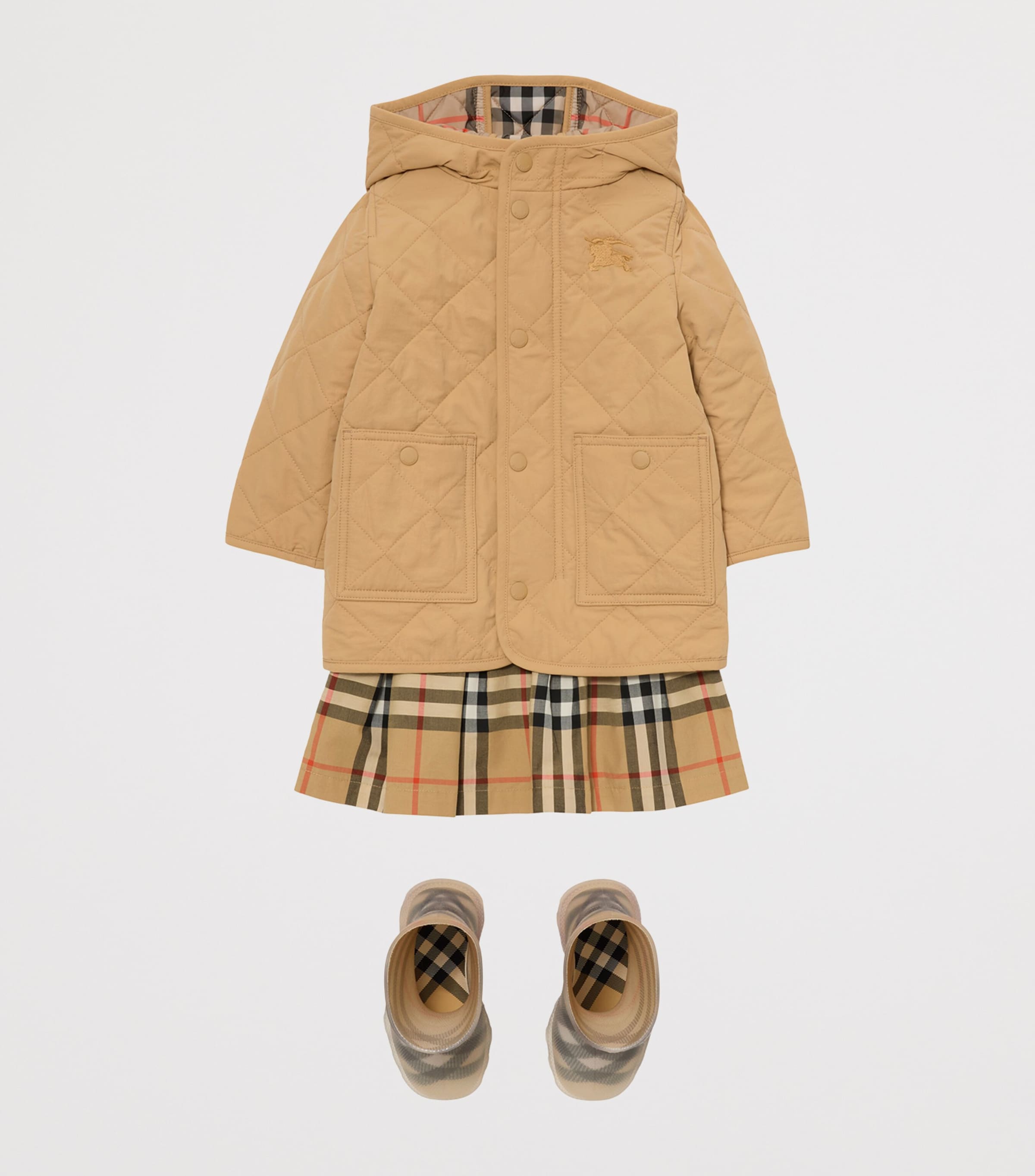 Burberry Kids Beige Quilted EKD Coat (6-24 Months) | Harrods US