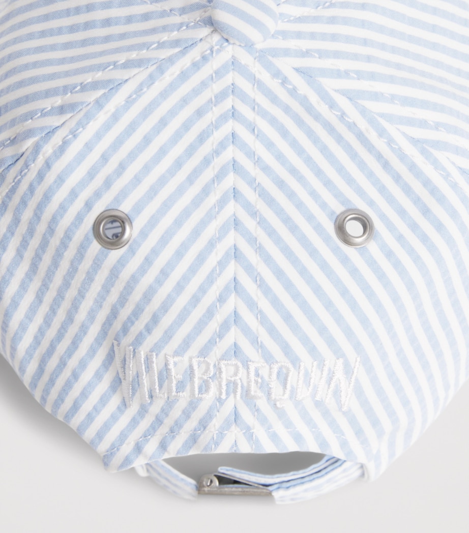 Vilebrequin Seersucker Stripe Turtle Baseball Cap Cloudy Image 4