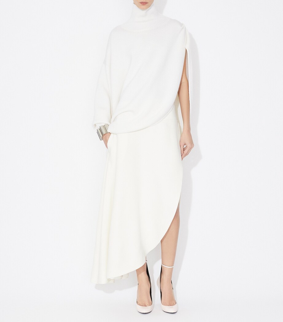 Wool Asymmetric Cape Sweater BLANC NATUREL Image 2
