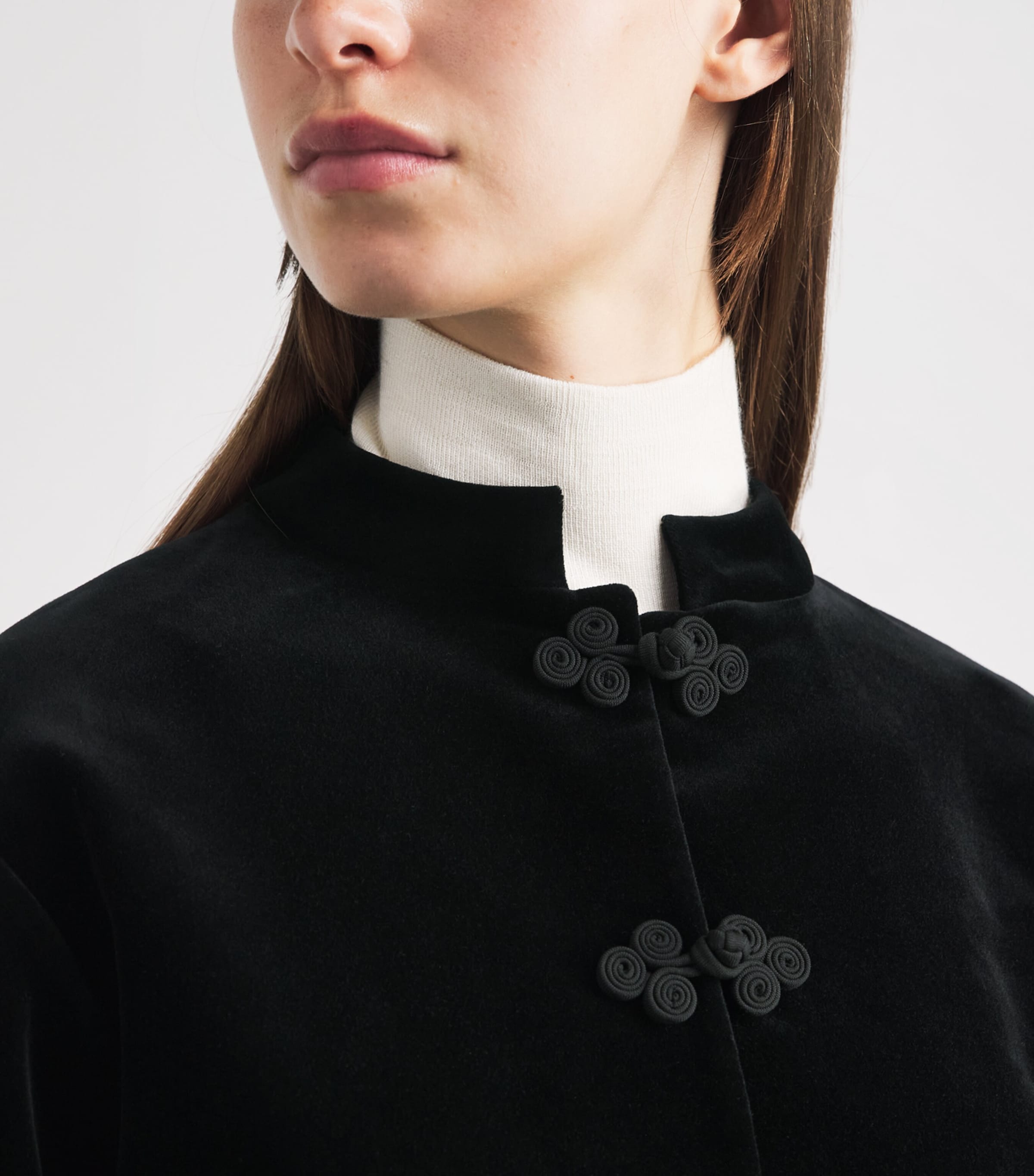 Róhe Womens Velvet Pankou-Closure Jacket Black Image 3
