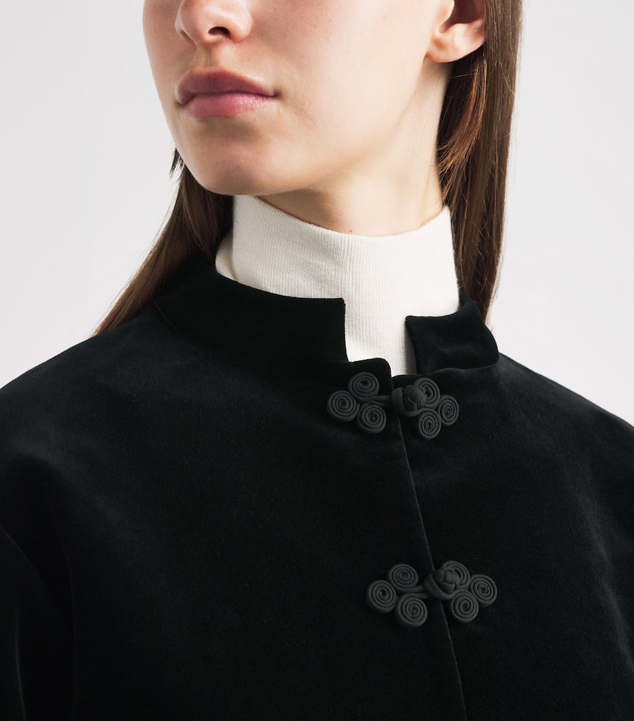 Róhe Womens Velvet Pankou-Closure Jacket Black Image 3