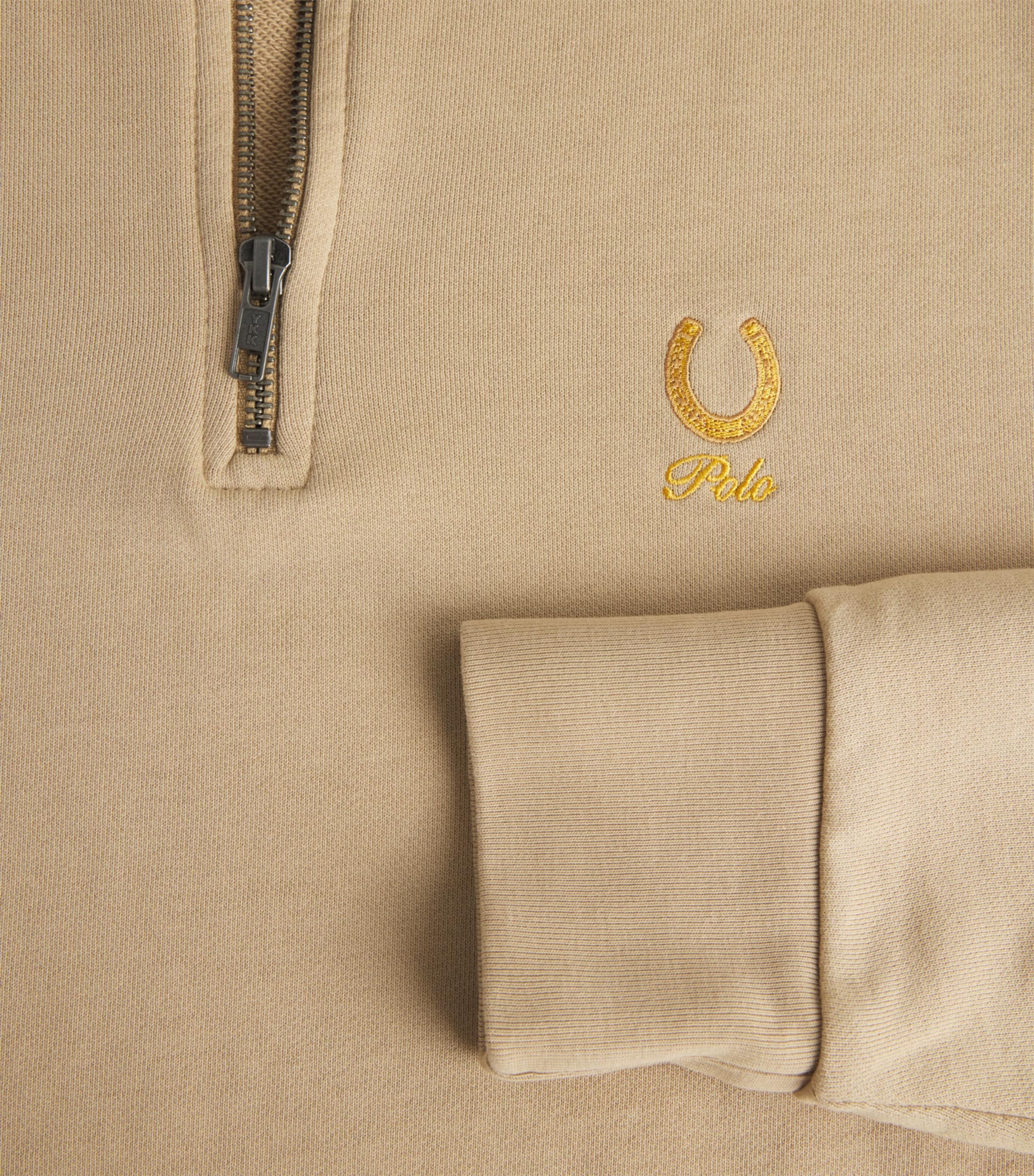 Polo Ralph Lauren Mens Cotton Polo Quarter-Zip Sweater Khaki Image 5