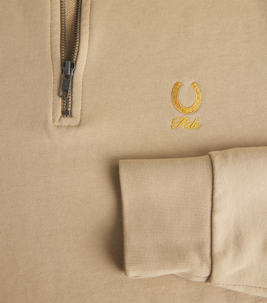 Polo Ralph Lauren Mens Cotton Polo Quarter-Zip Sweater Khaki Image 5