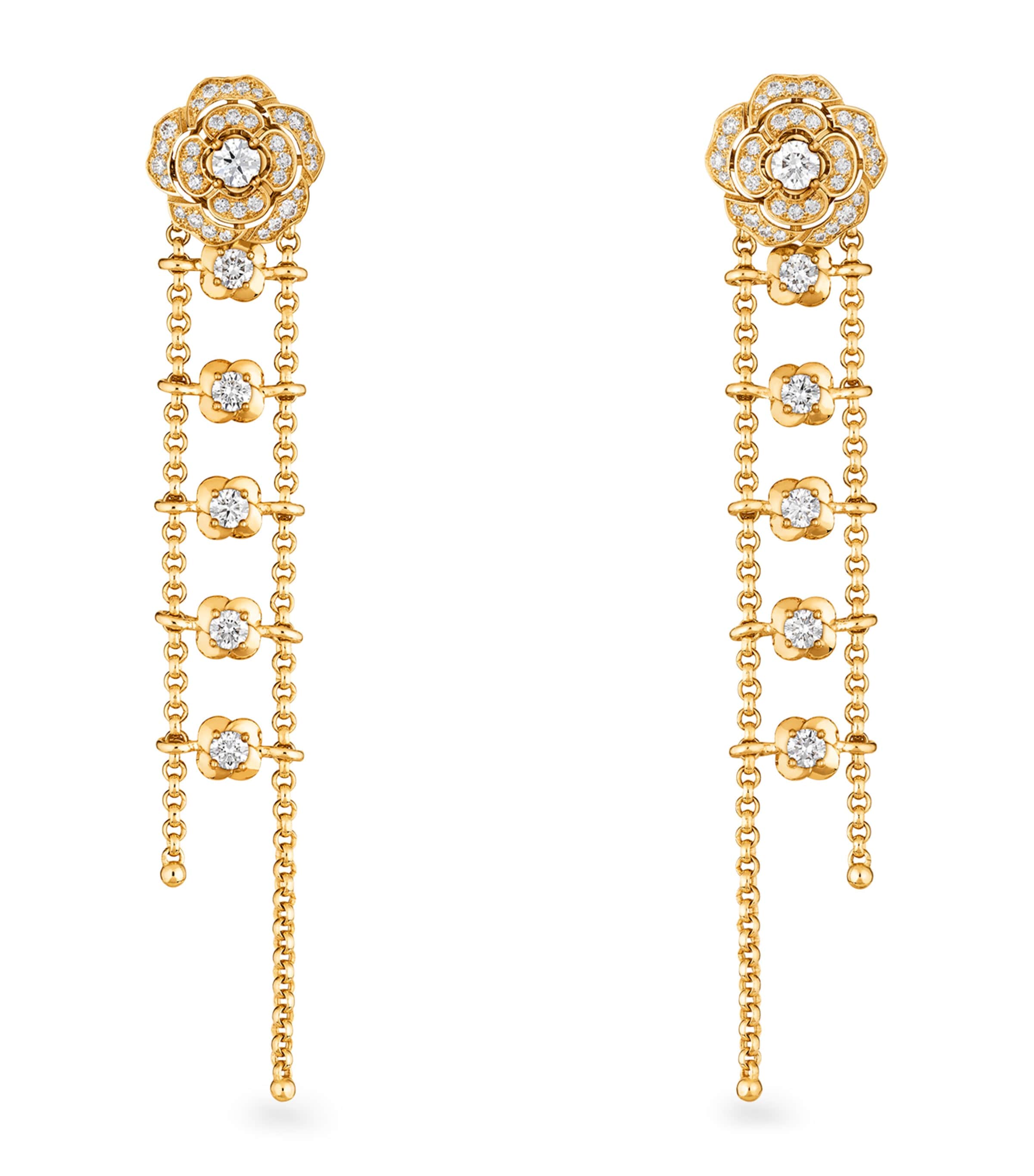 Gold and Diamond Camélia Transformable Earrings YELLOW Image 1