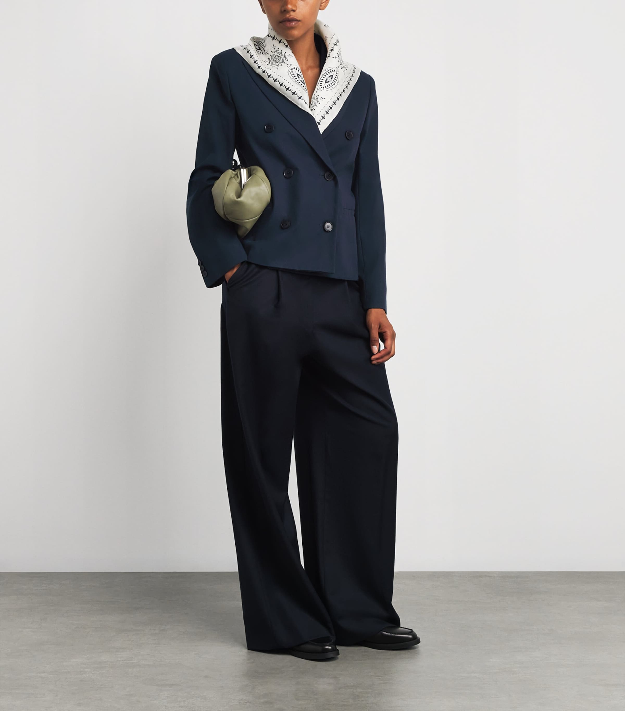 Cotton Double-Breasted Blazer NAVY Image 2