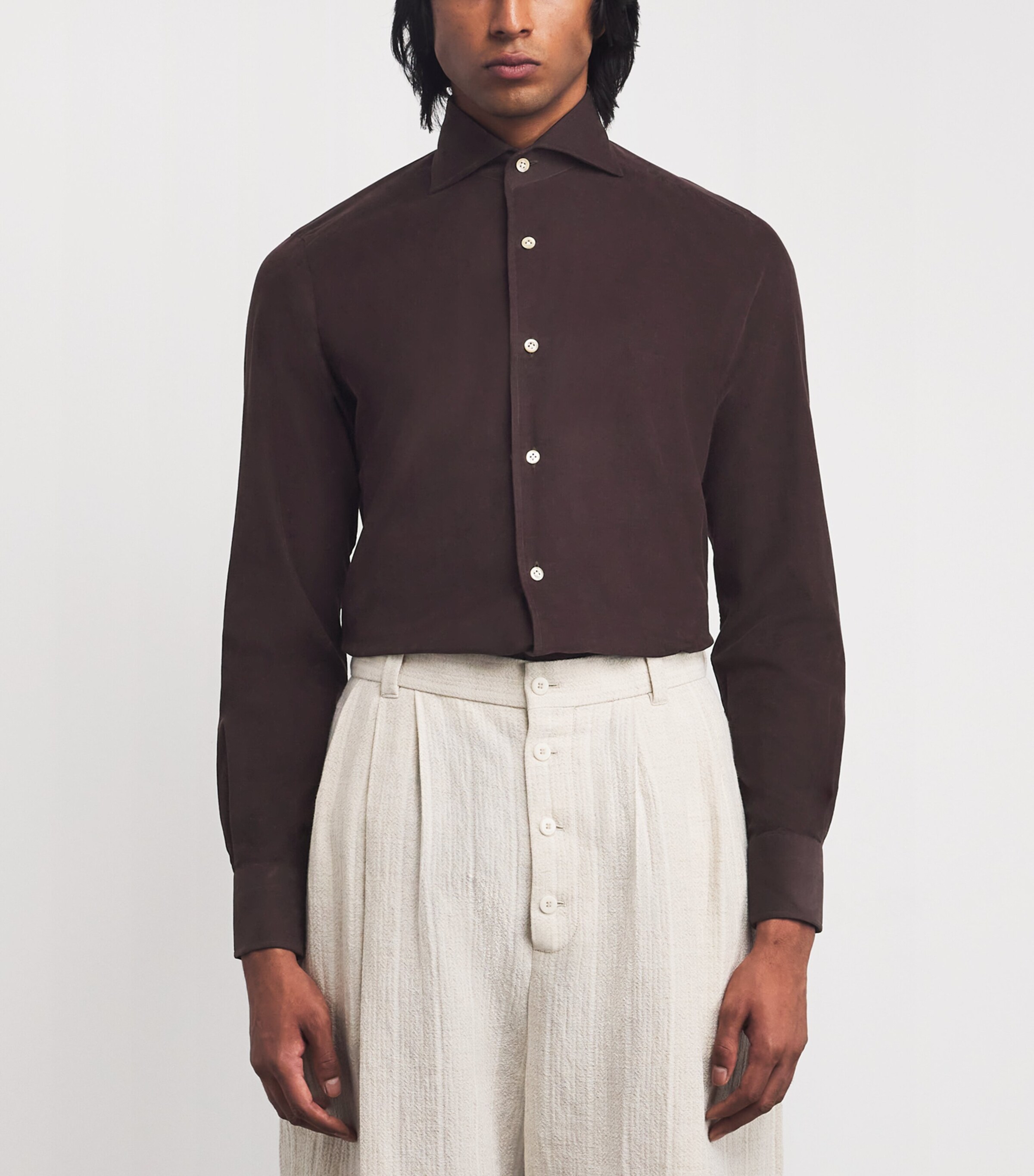 Cotton Fine Corduroy Shirt CHOCOLATE BROWN Image 3