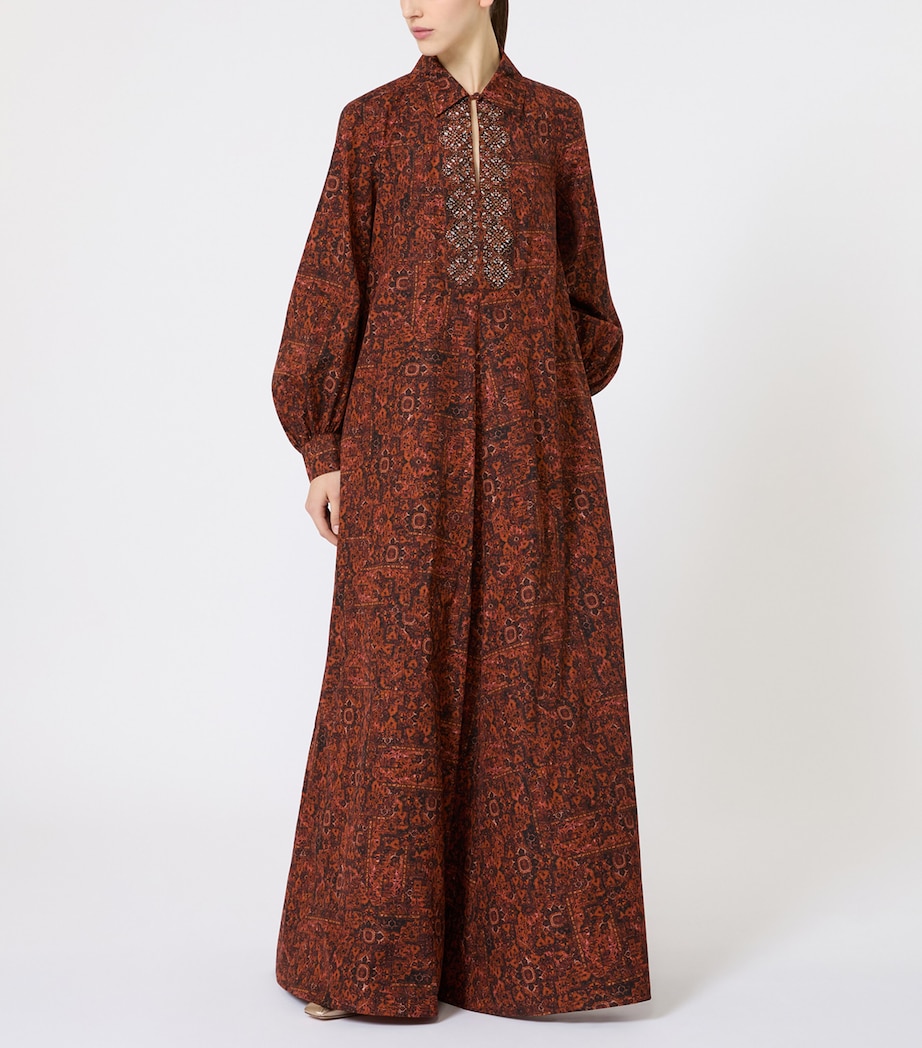 Cotton Printed Kaftan Maxi Dress CARAMEL Image 5