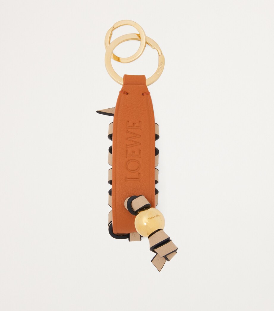 Leather Braided Cross Keychain MAPLE/PAPERCRAFT Image 2