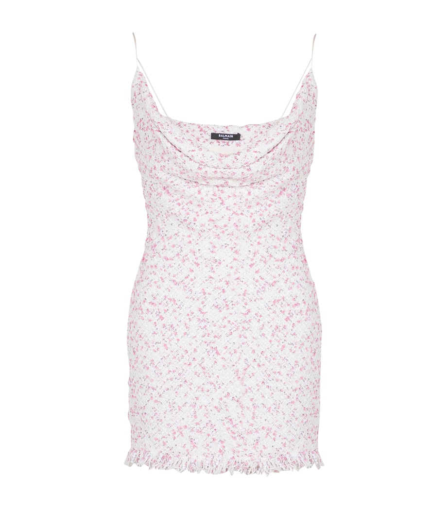 Tweed Cowl-Neck Mini Dress GRD BLANC/ROSE Image 1