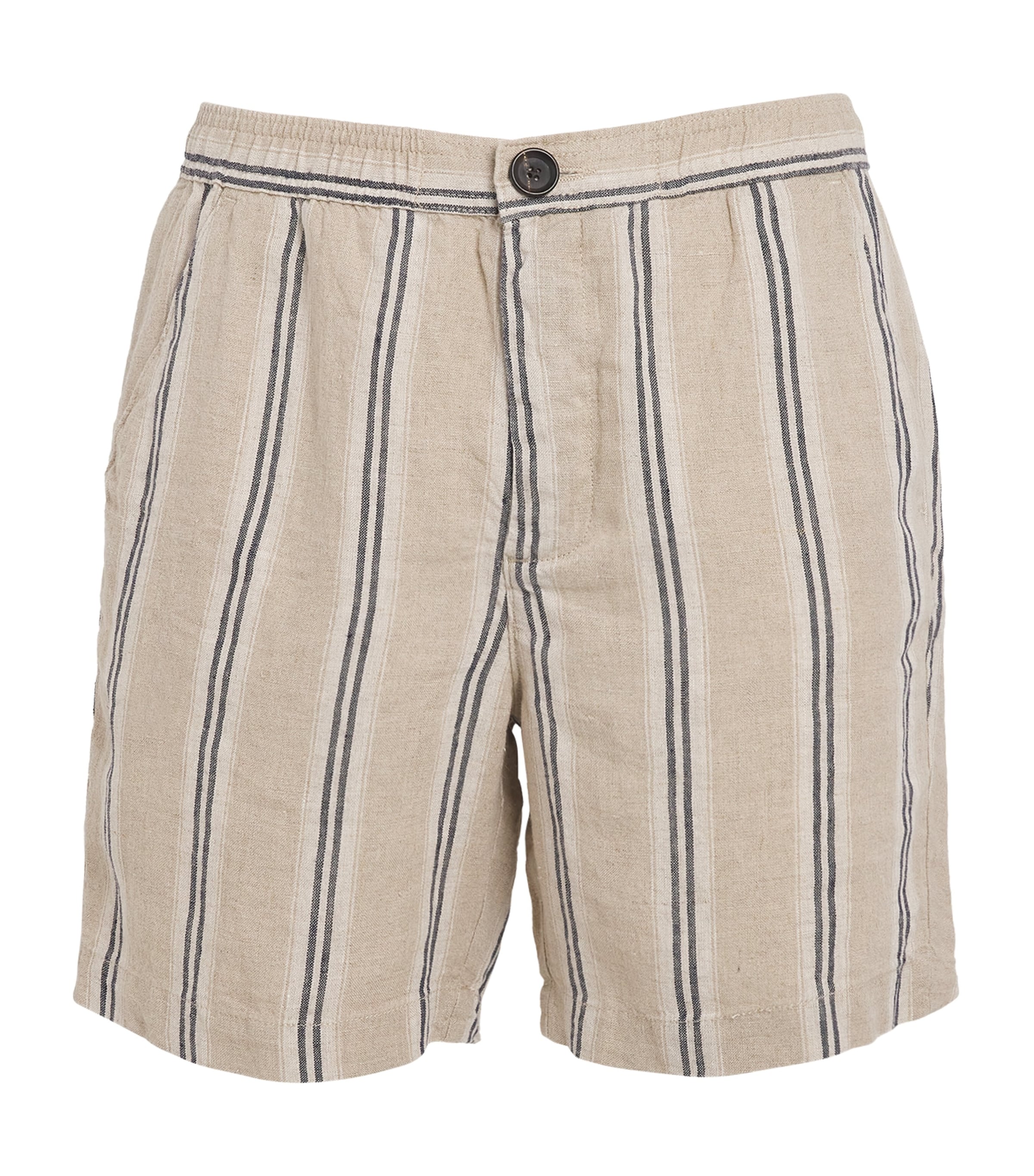 Oliver Spencer Osborne Straight-leg Striped Linen Shorts In Neutrals