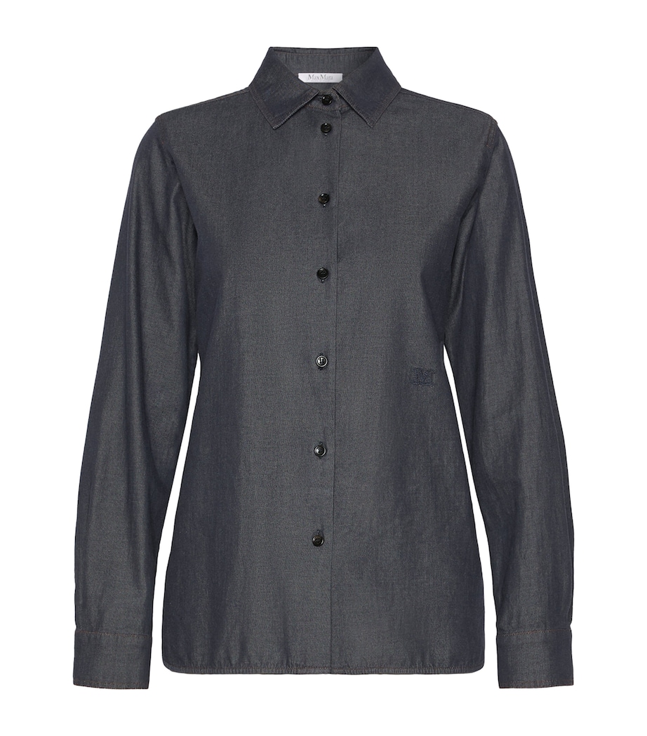 Max Mara Womens Point-Collar Denim Shirt Ultramarine Image 1
