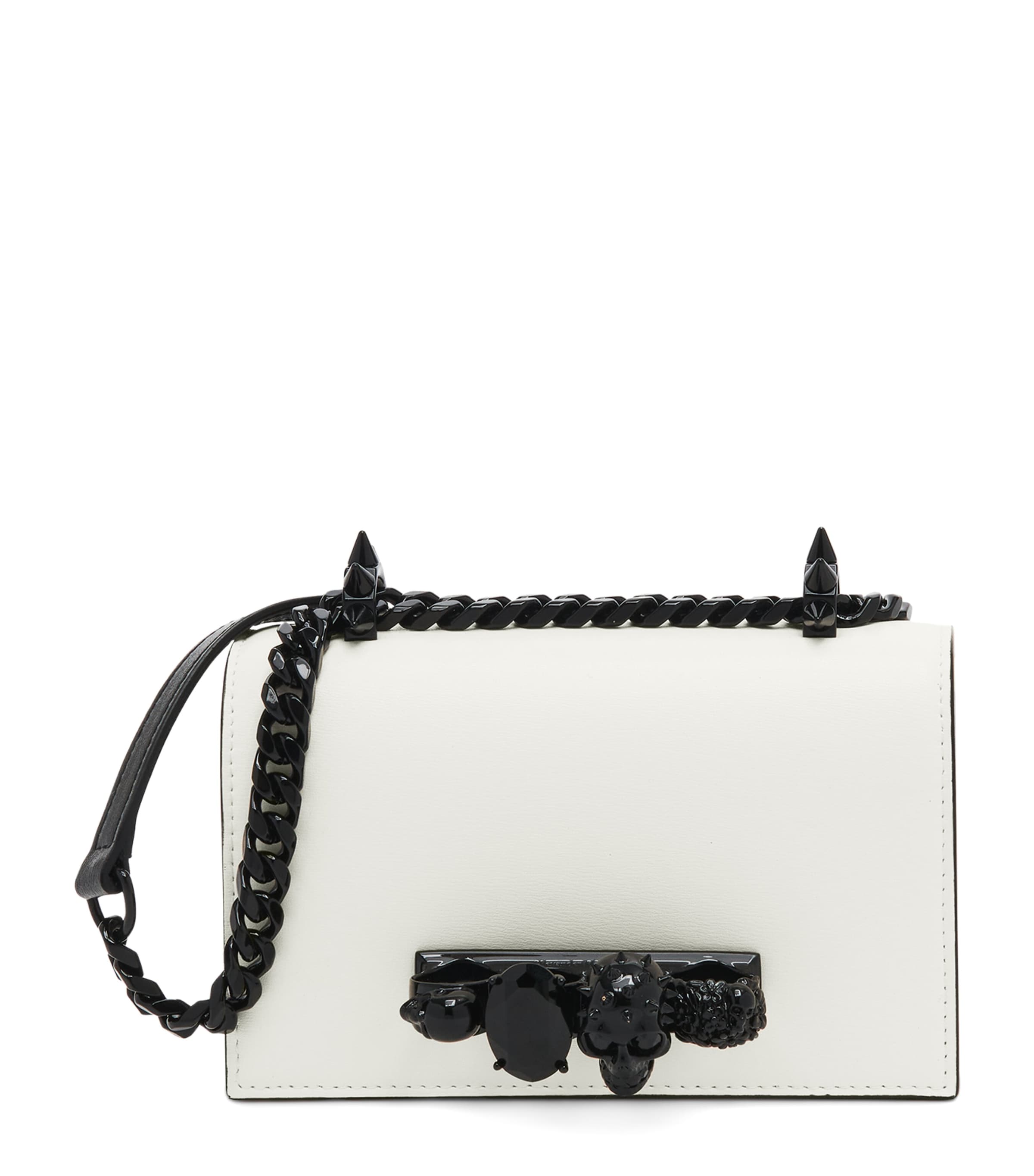 Alexander Mcqueen Mini Jewelled Satchel Bag In White