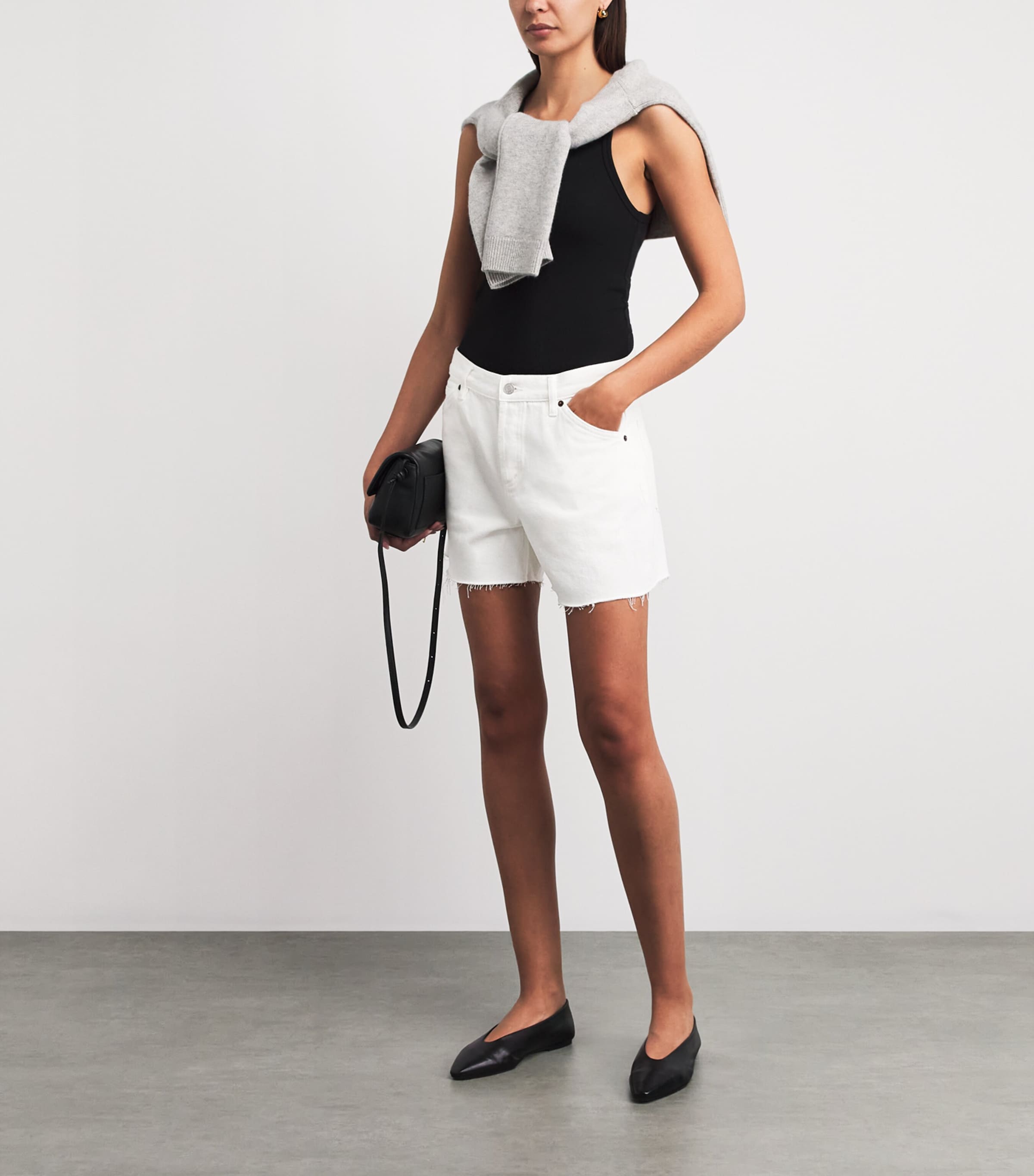 STILL HERE Womens Denim Shorts Milk Image 2