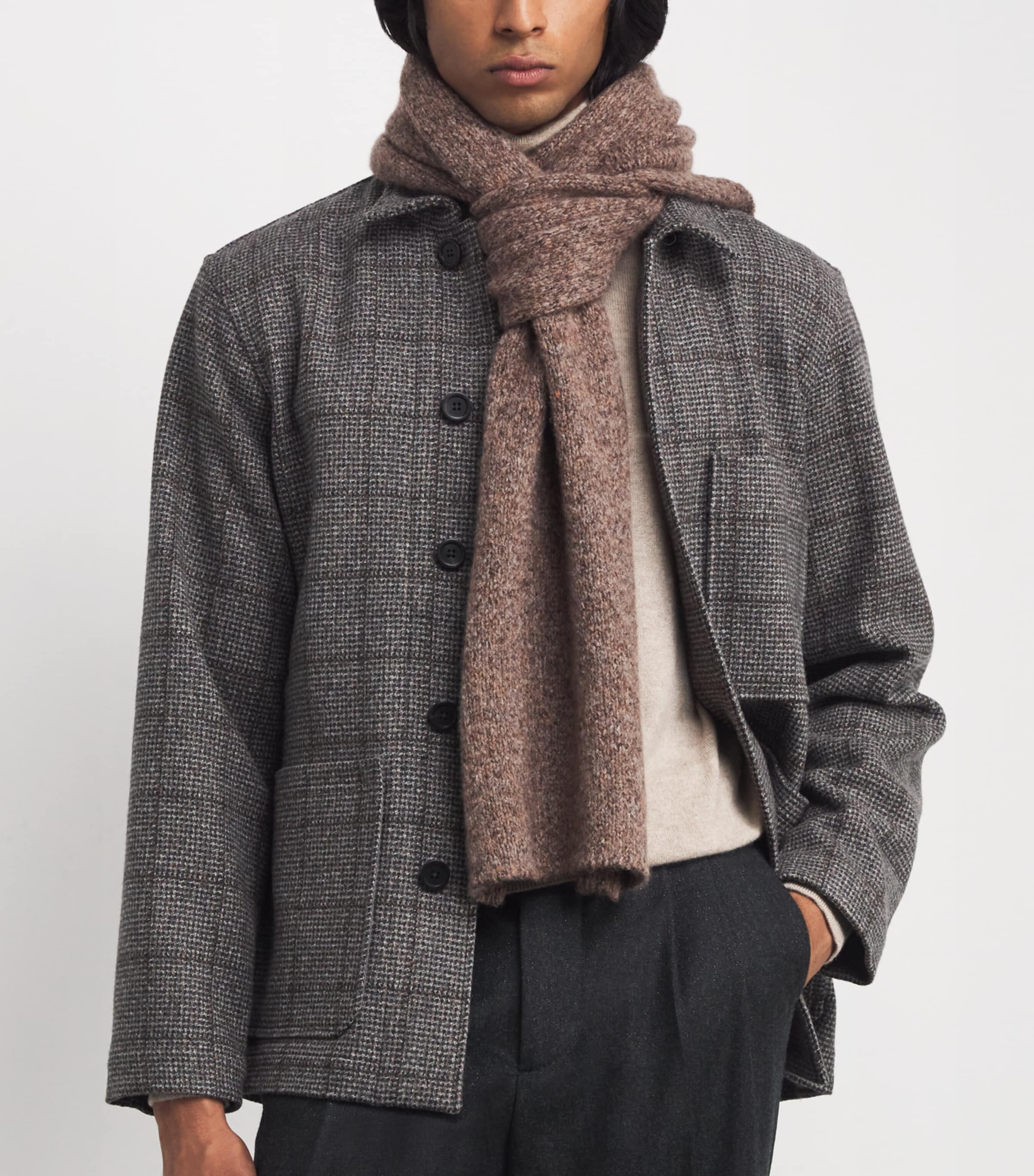 Johnstons Of Elgin Brown Brushed Cashmere-Silk Scarf | Harrods US