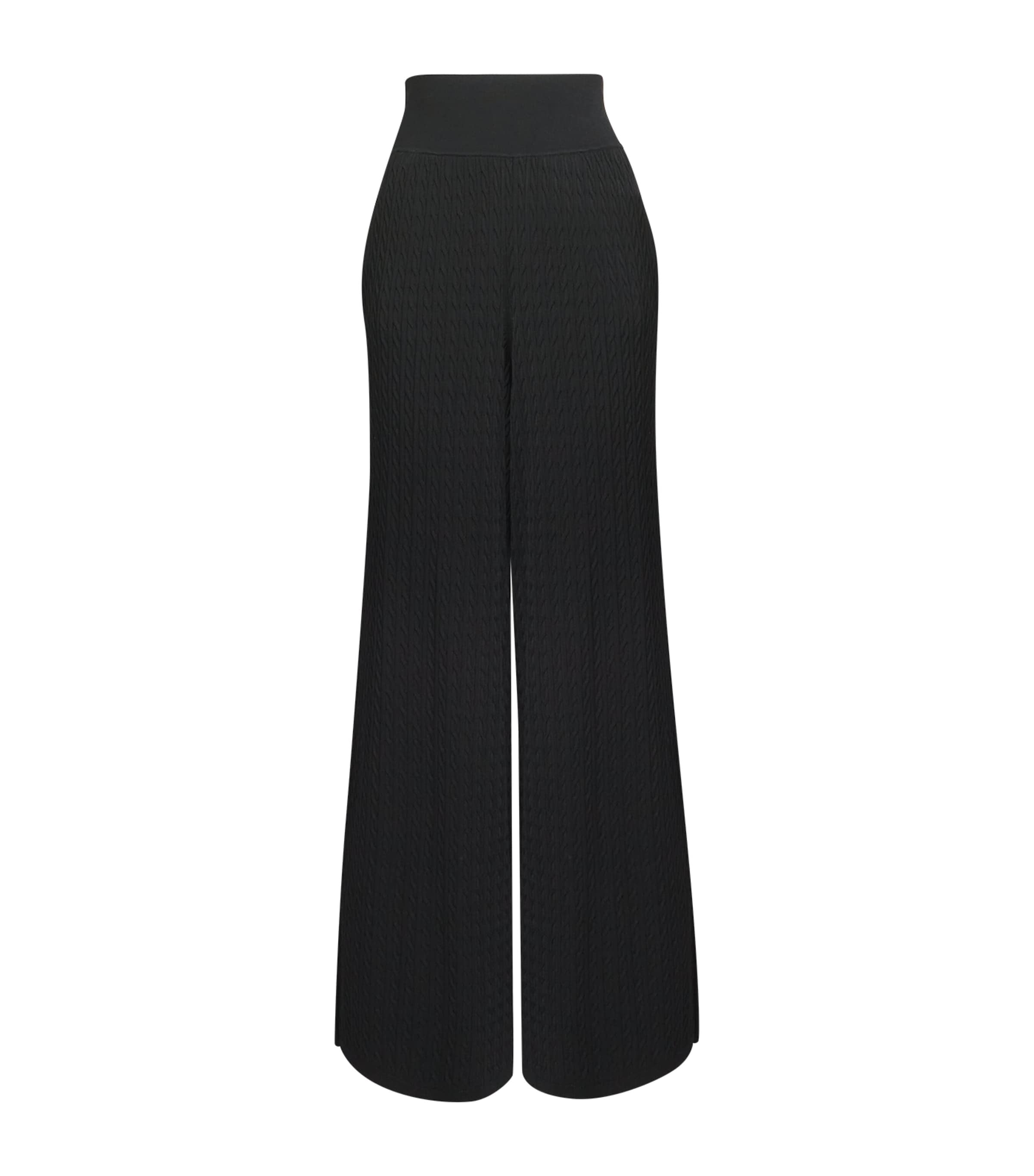 Polo Ralph Lauren Cable-knit Wide-leg Trousers In Black