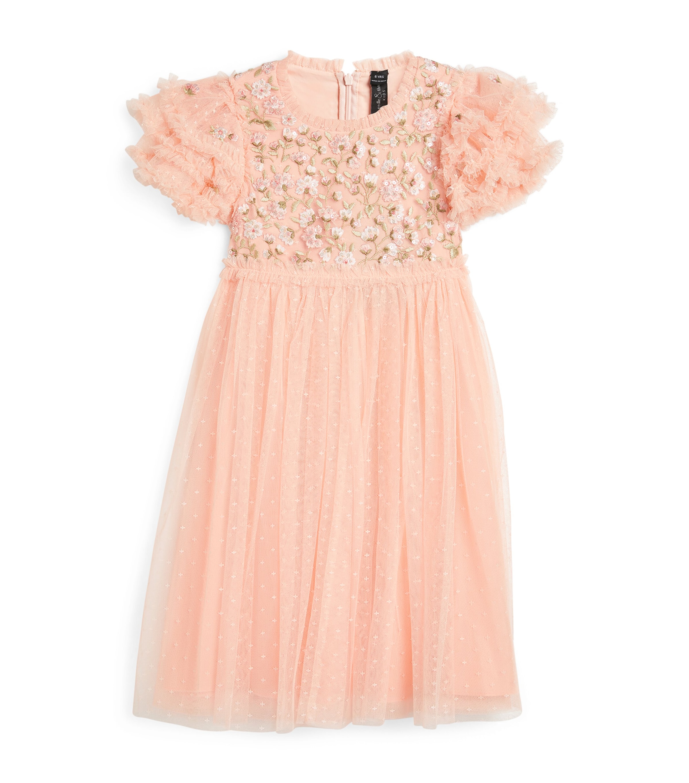 Needle & Thread Needle And Thread Girls Faded Coral Kids Posy Sequin-embellished Recycled-polyester Dress 4-10 Years