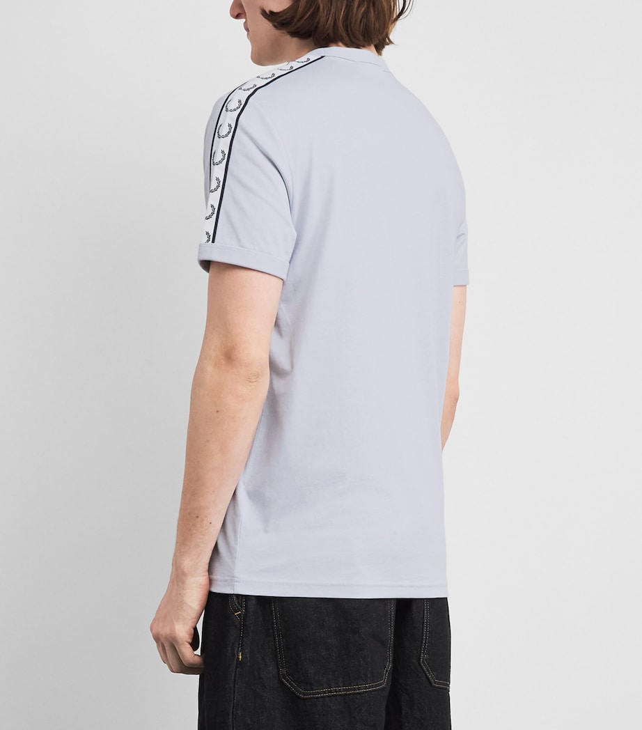 Fred Perry Mens Cotton Tape Ringer T-Shirt Dusky Blue Image 5