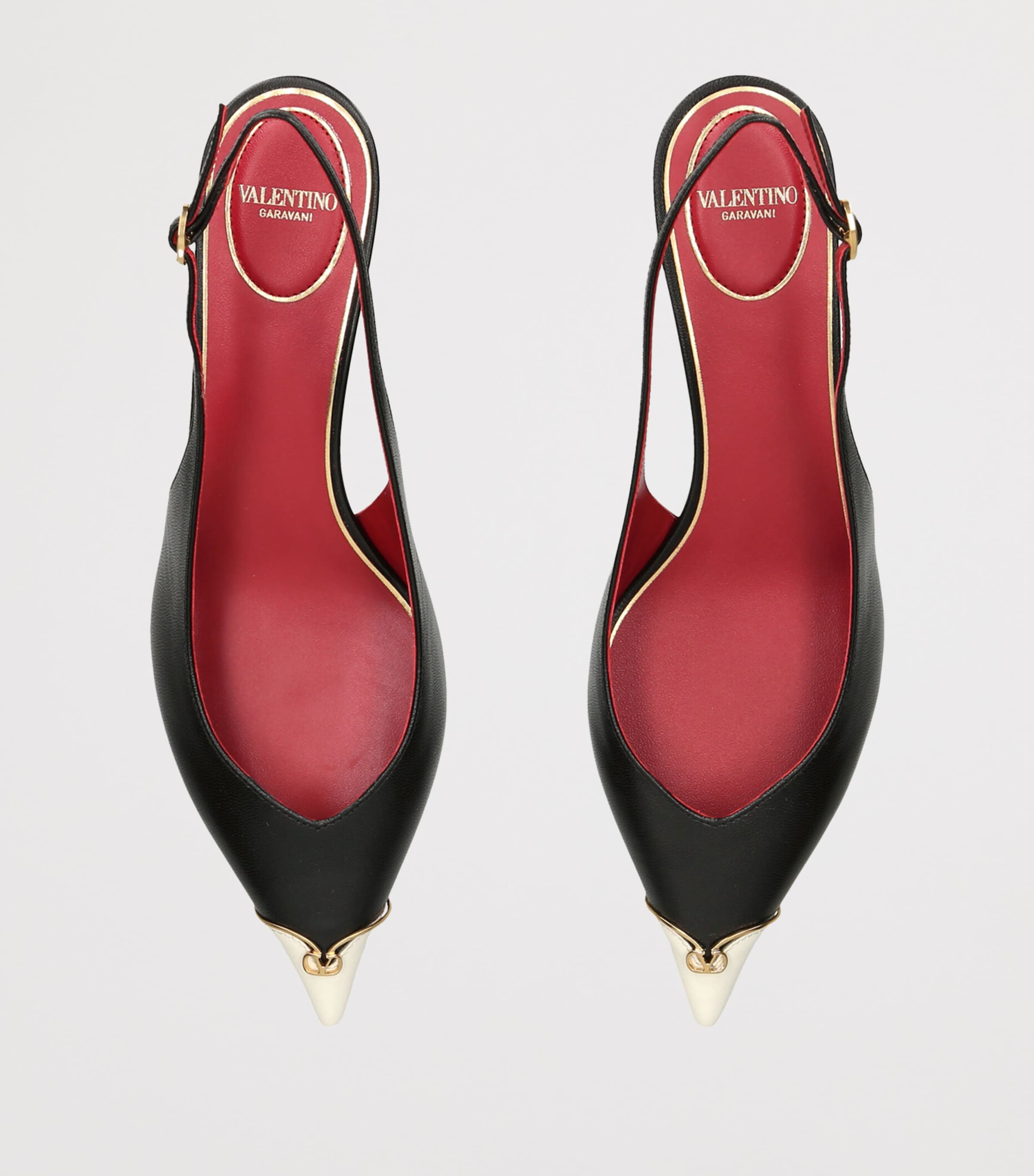 Valentino Garavani Leather Heartip Slingback Pumps 35 Blk/white Image 4