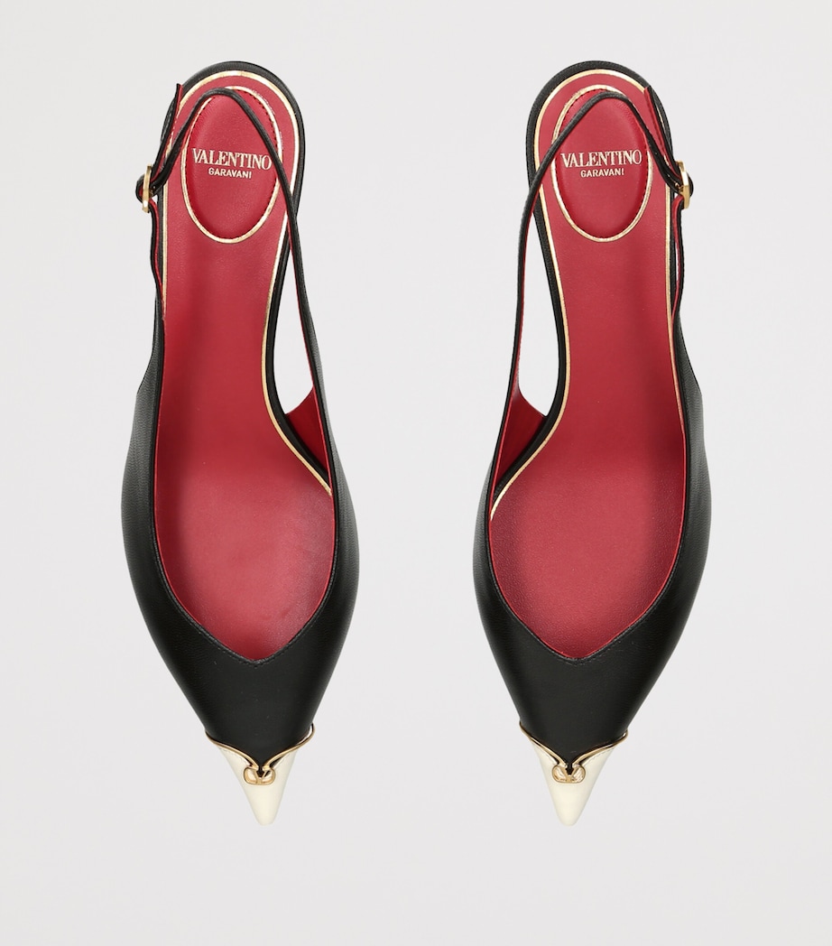 Valentino Garavani Leather Heartip Slingback Pumps 35 Blk/white Image 4