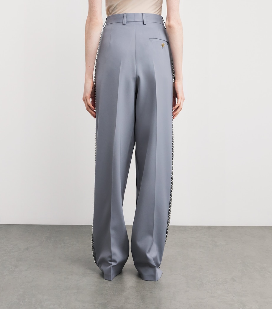 Wool-Stretch Chain-Embellished Straight Trousers 9940 MIST Image 4