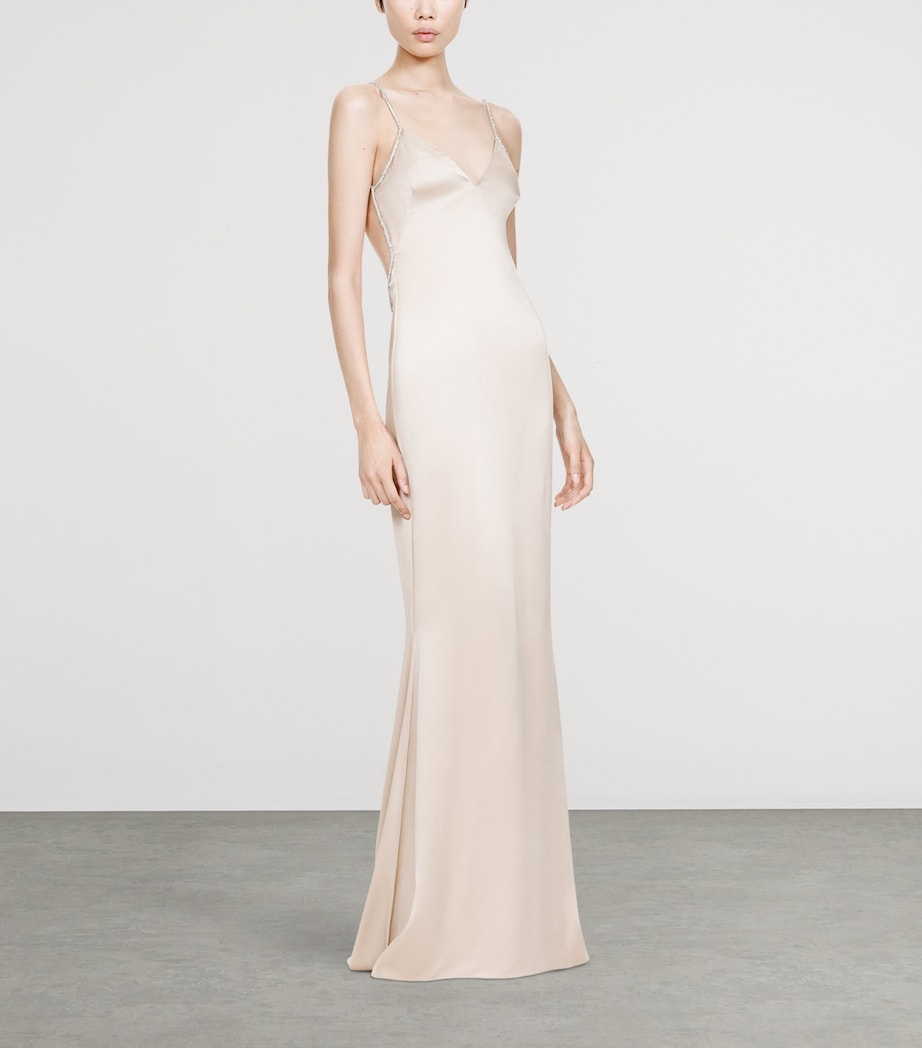 TOM FORD Womens Satin Embellished Maxi Dress Jta Image 2