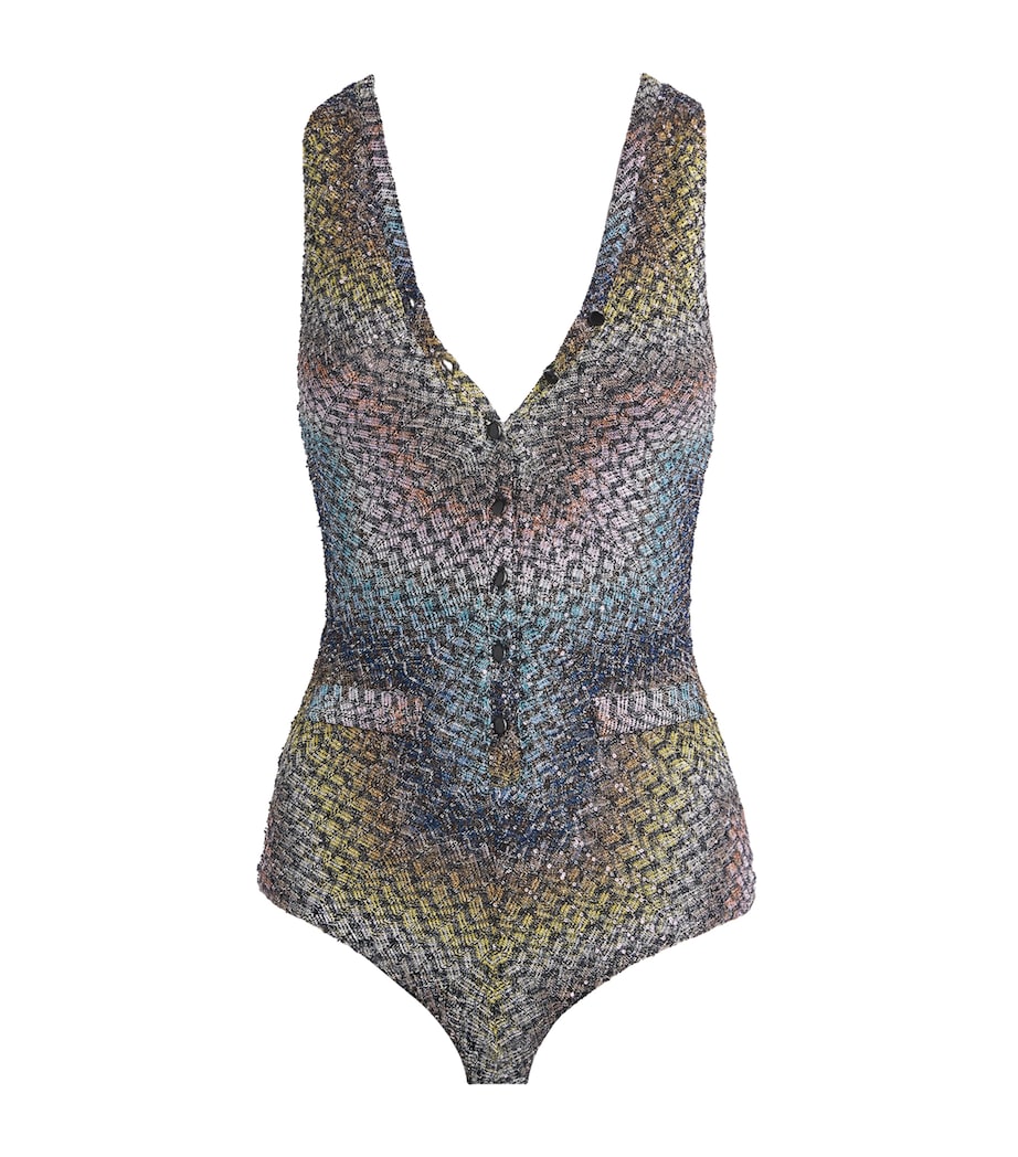 Missoni Womens Lamé Zigzag Swimsuit Smsns Mlt Blu/yl/vlt Image 1