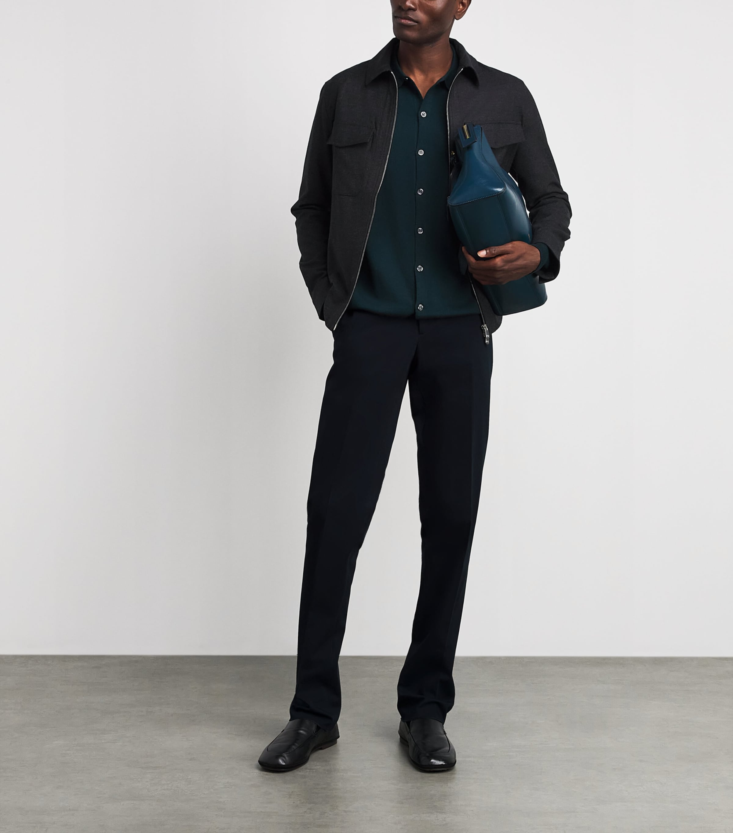 Lardini Mens Stretch-Cotton Tailored Trousers Navy Image 2