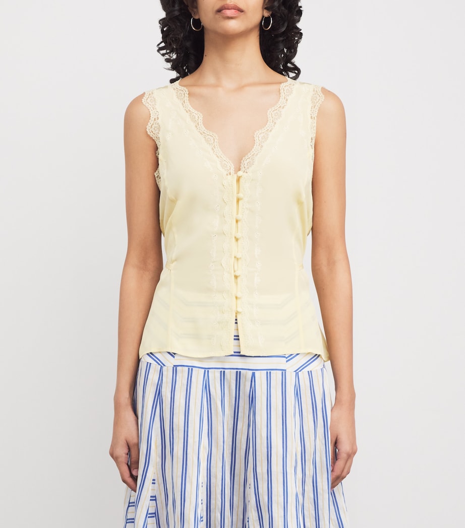 PAIGE Womens Silk Ancona Tank Top Apricot Dust Image 3