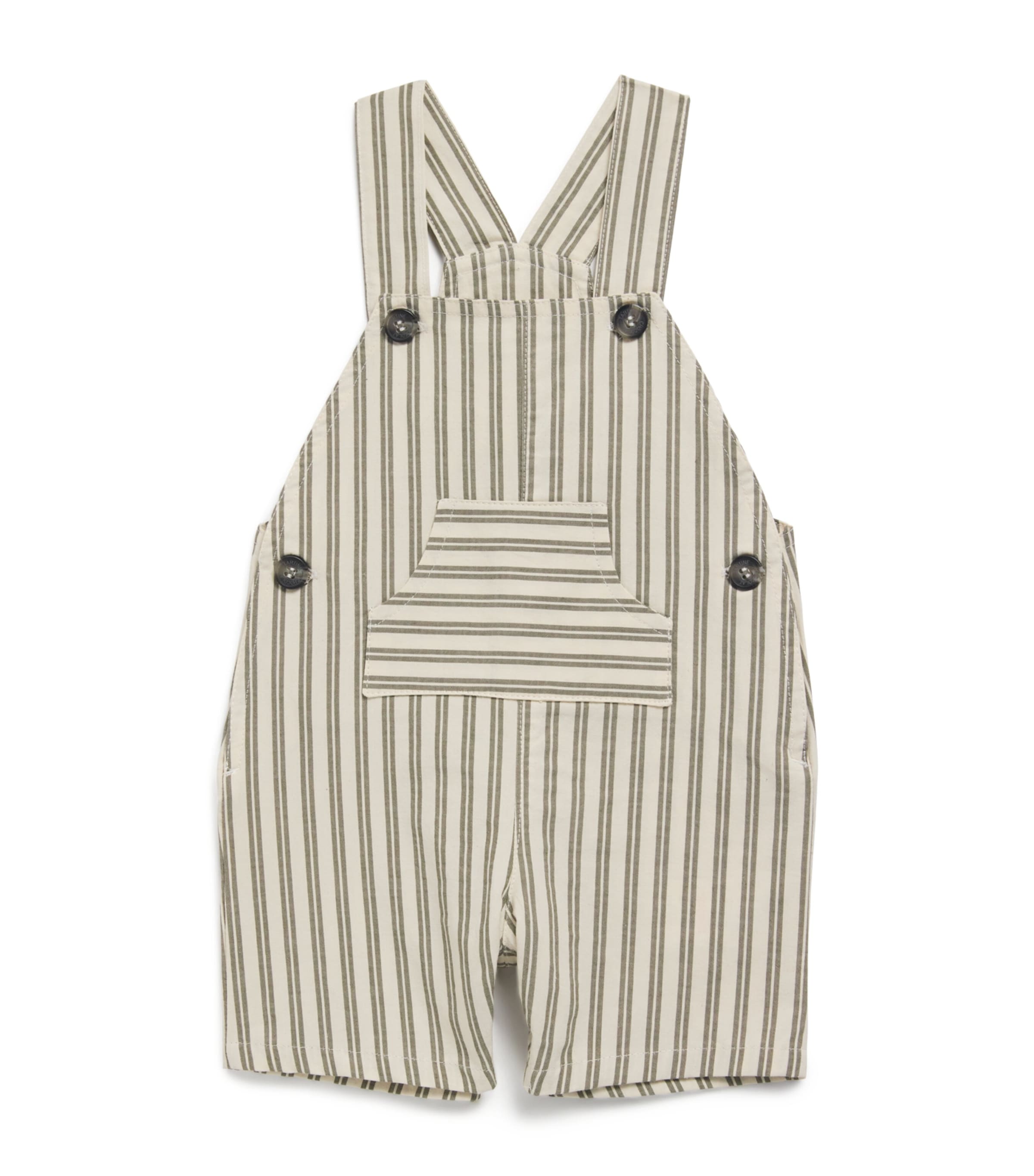 Tartine et Chocolat Cotton Striped Dungarees (3-36 Months) Fougï¿½re Image 1
