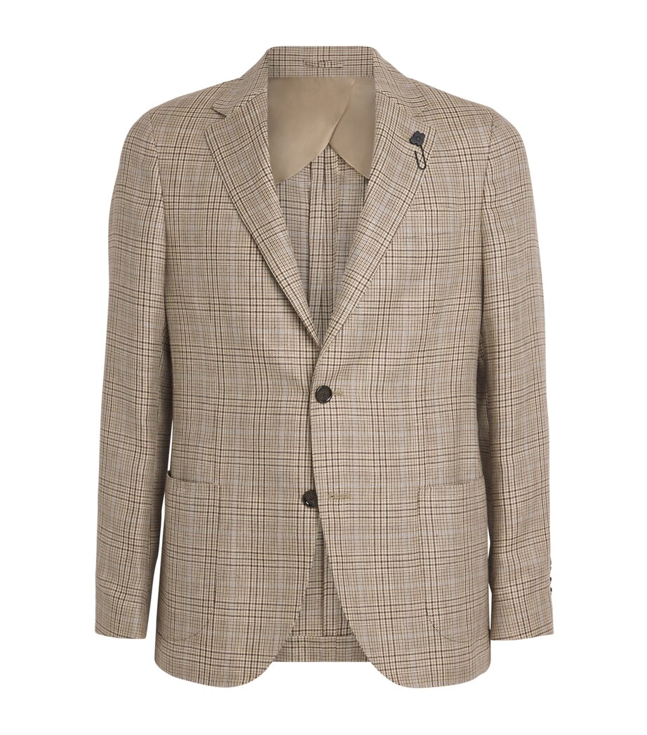 Lardini Mens Wool-Linen Iconic Drop 7 Blazer Image 1