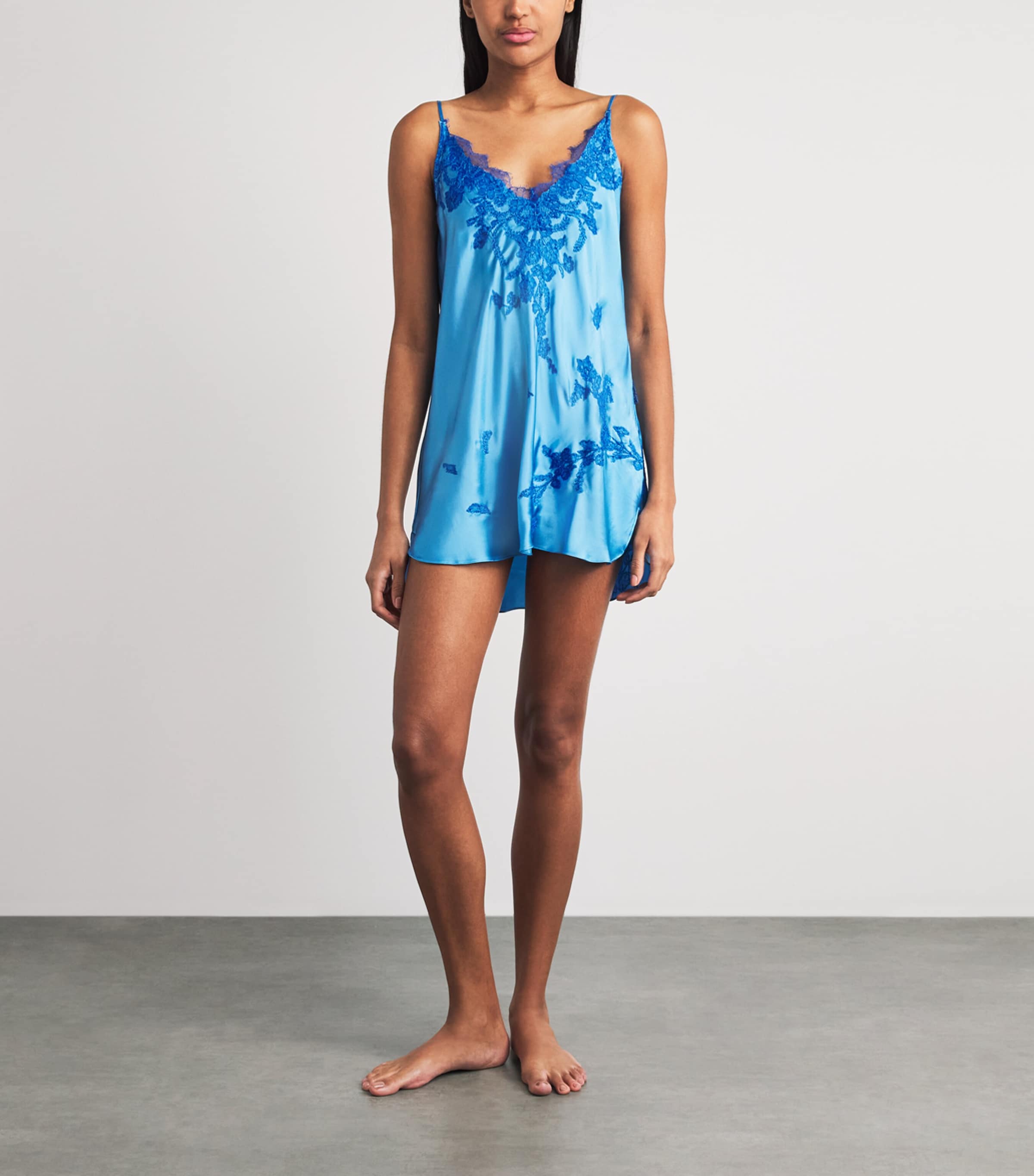 TORLOWEI Womens Silk Tokini Mini Slip Dress Cloud Blue/blue Image 2