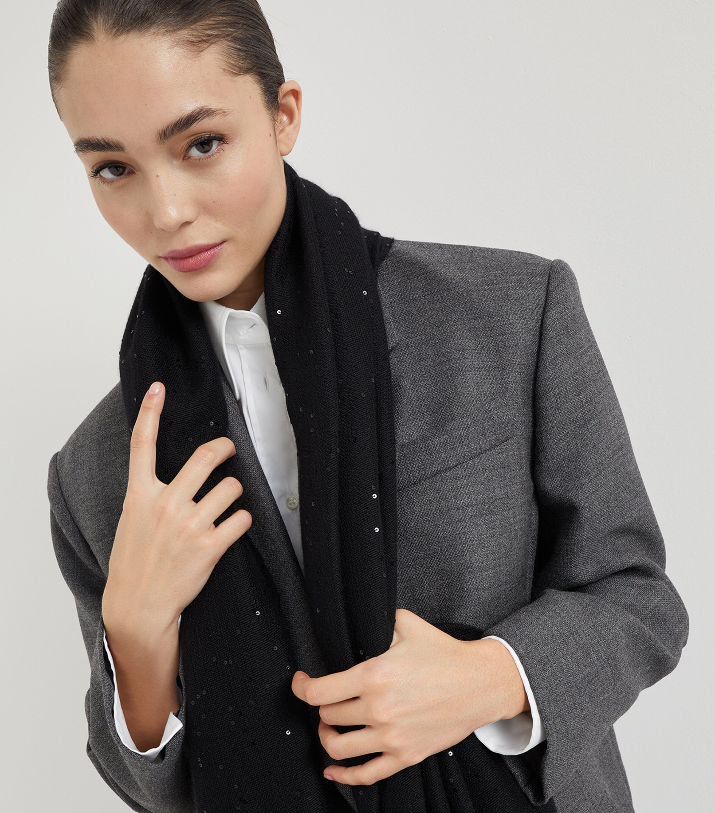 Brunello Cucinelli Cashmere-Silk Embellished Scarf Image 3