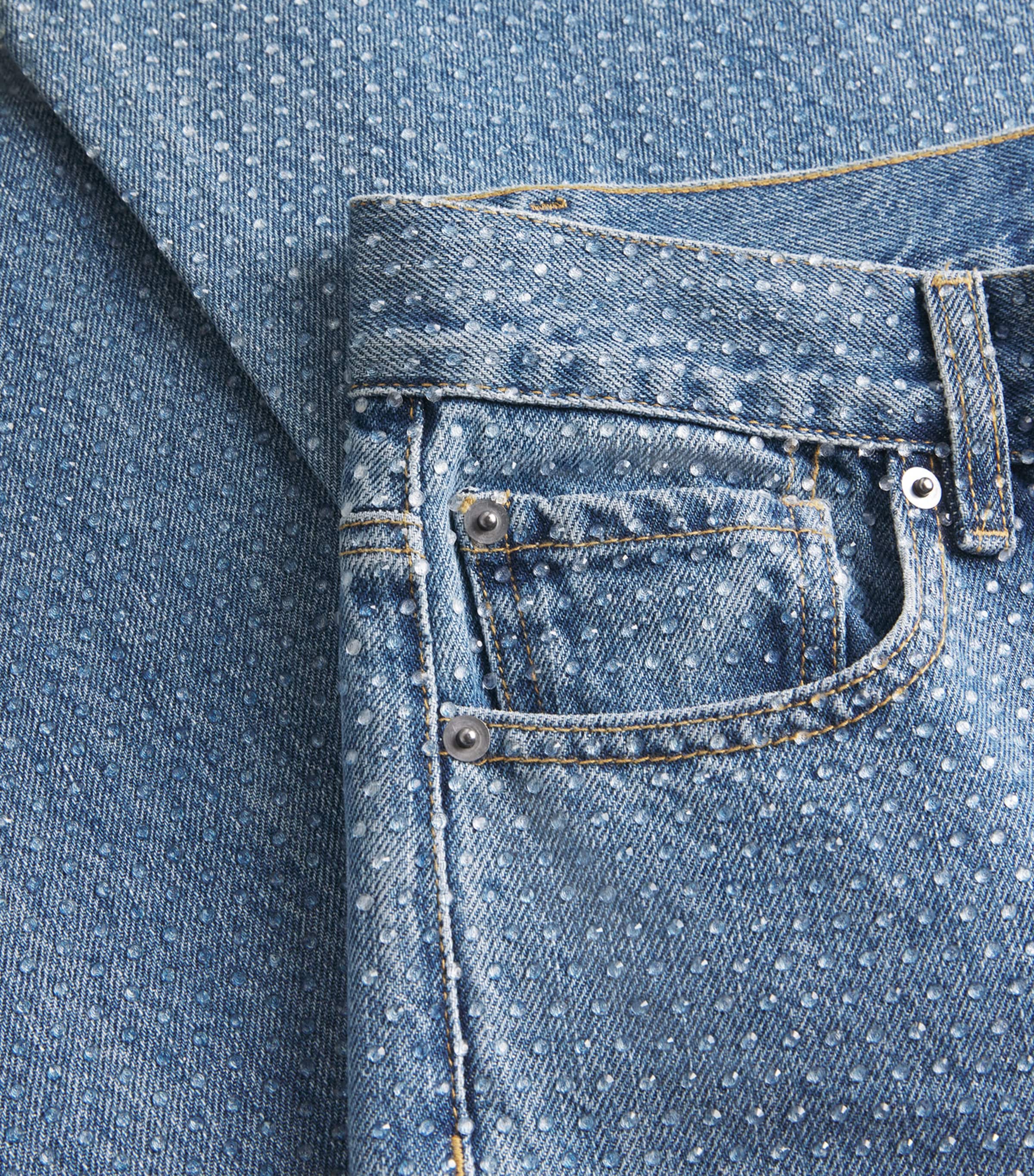 Rhinestone-Embellished Straight Jeans BLUE Image 5