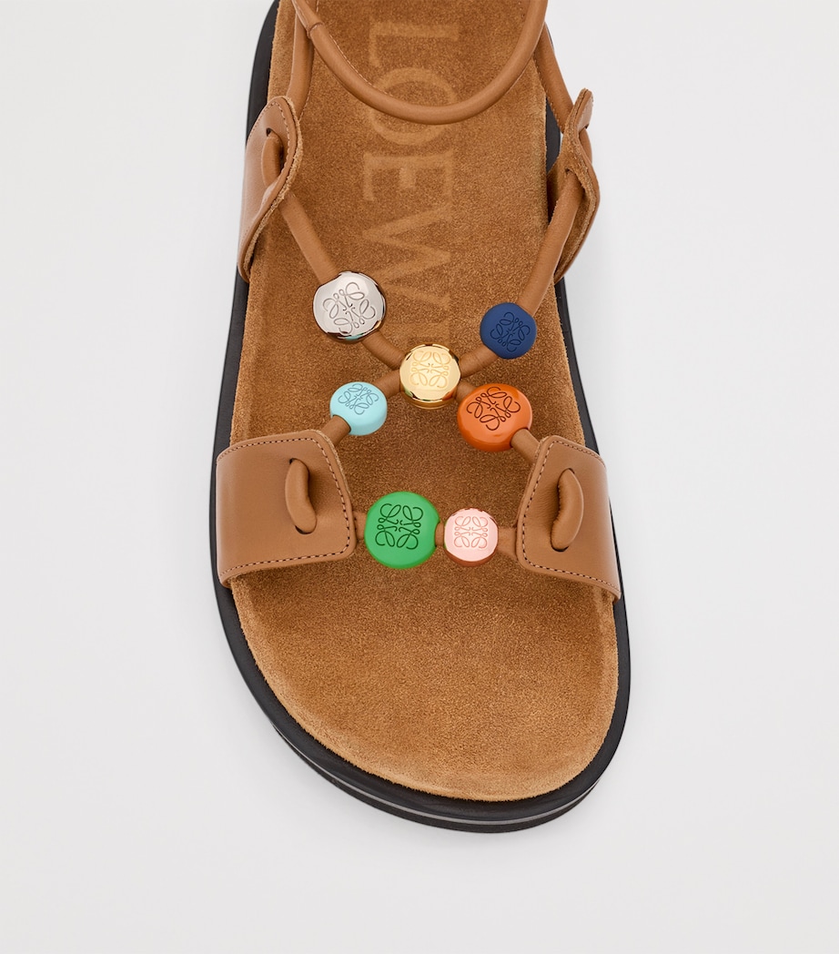 LOEWE x Paula's Ibiza Leather Beaded Pebble Sandals Camel Image 4