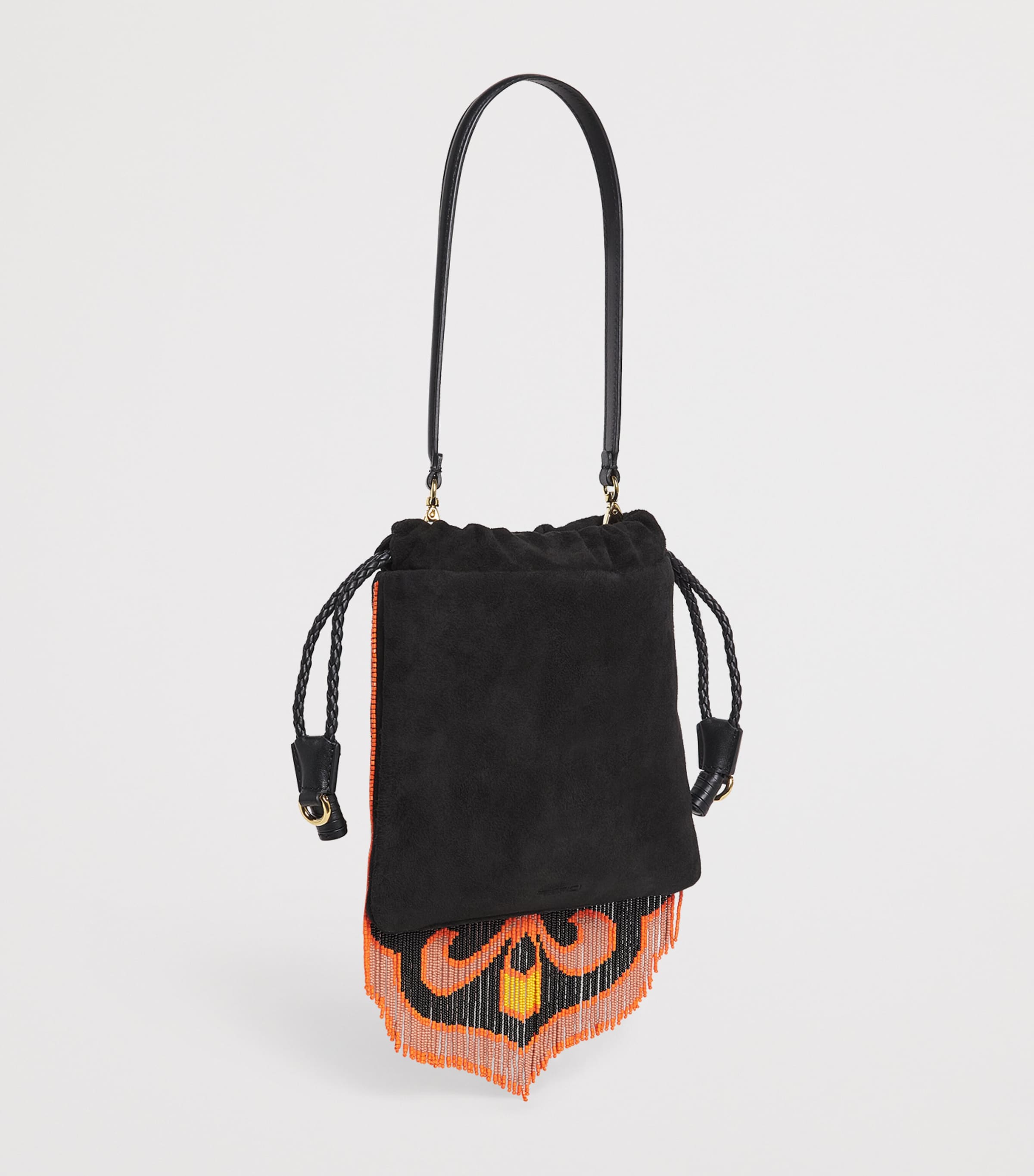 Etro Small Suede Beaded Kalispera Top-Handle Bag Black Image 3