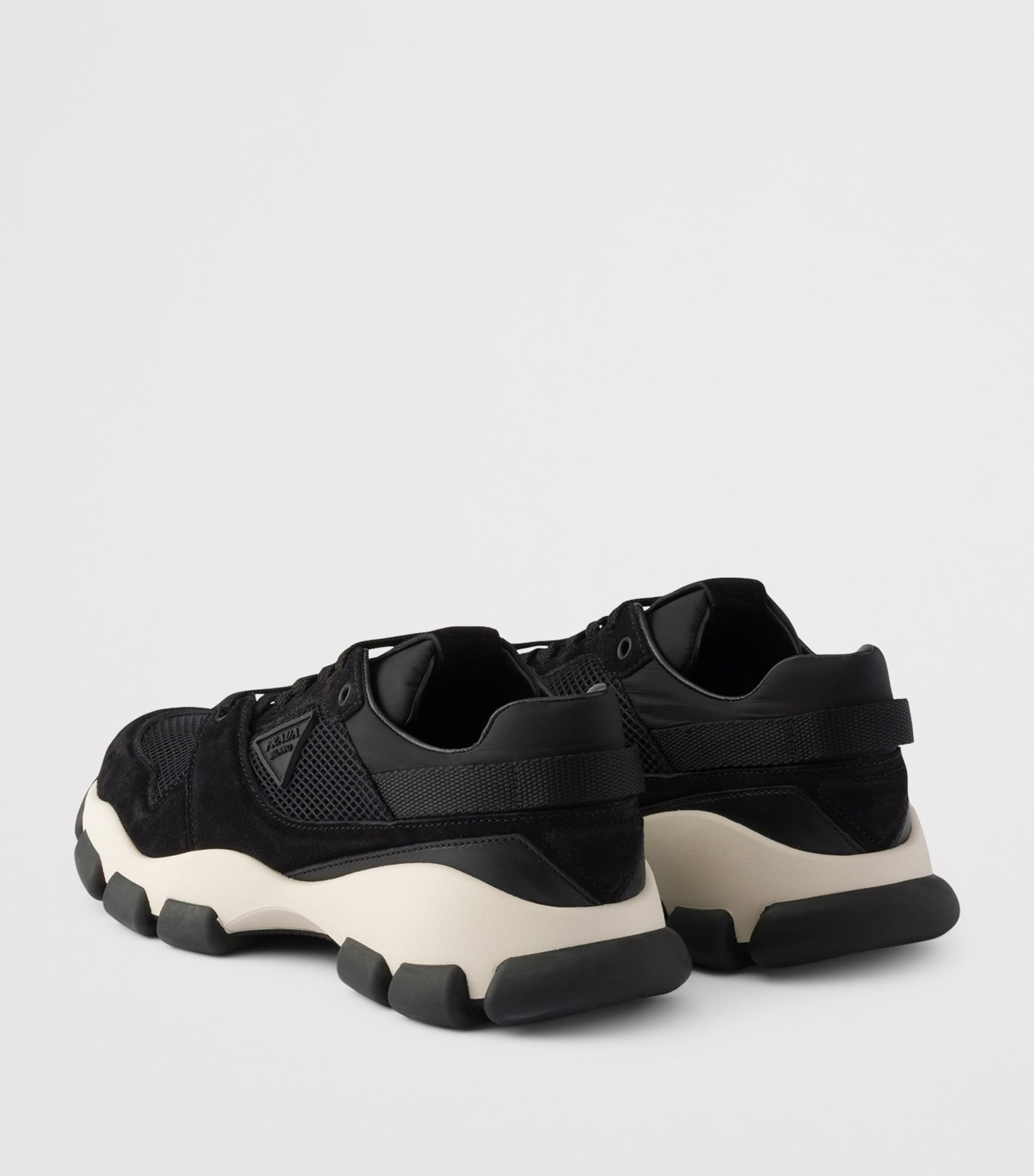 Prada Mesh Fabric and Suede Sneakers Black Image 4