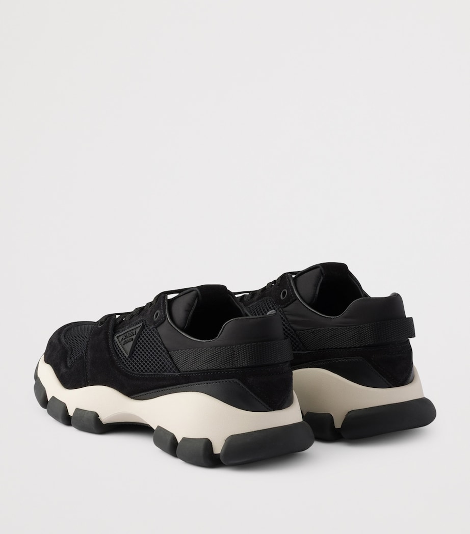 Prada Mesh Fabric and Suede Sneakers Black Image 4