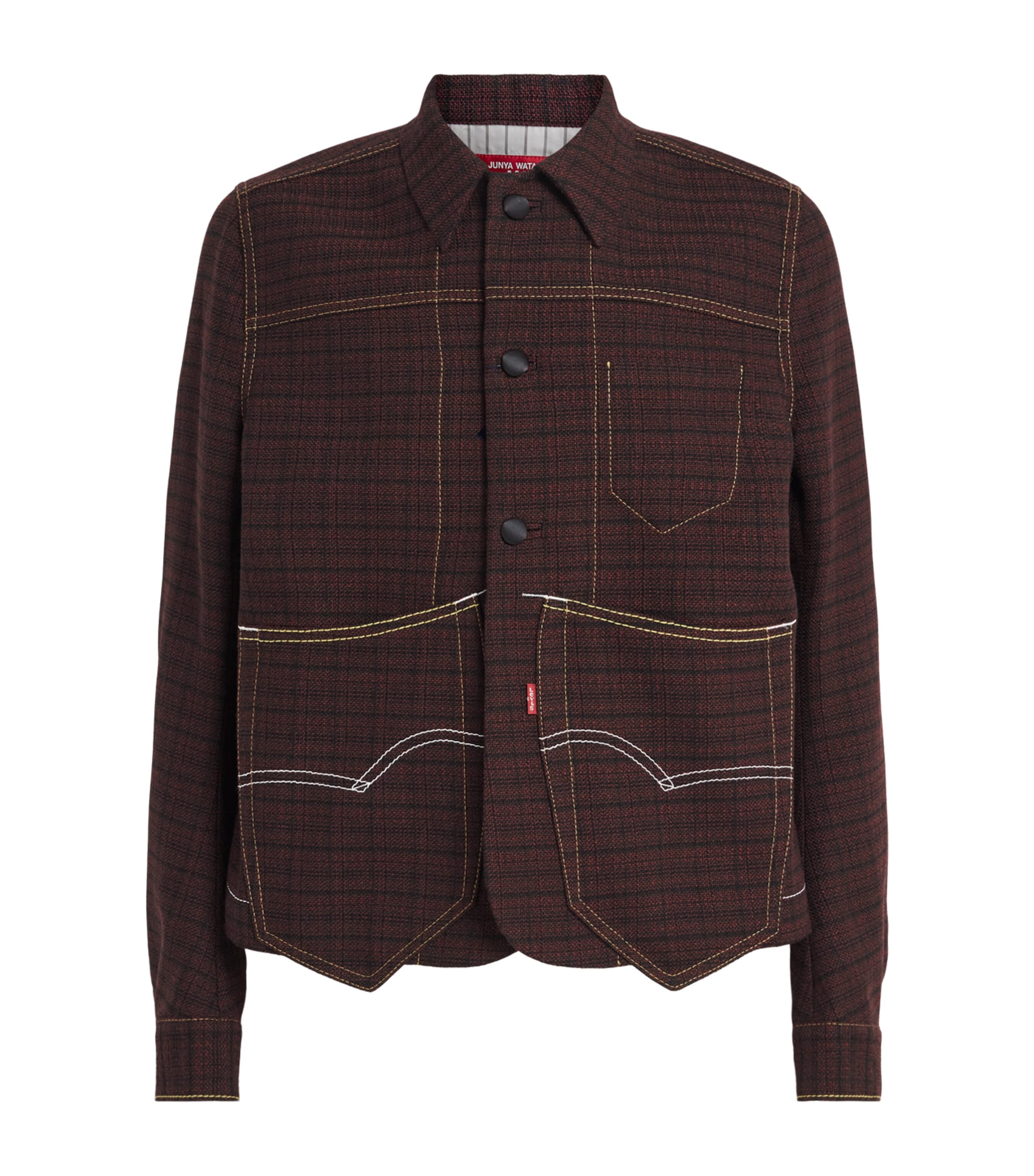 Junya Watanabe MAN Mens x Levi’s Wool-Blend Bomber Jacket Burgundy/black Image 1