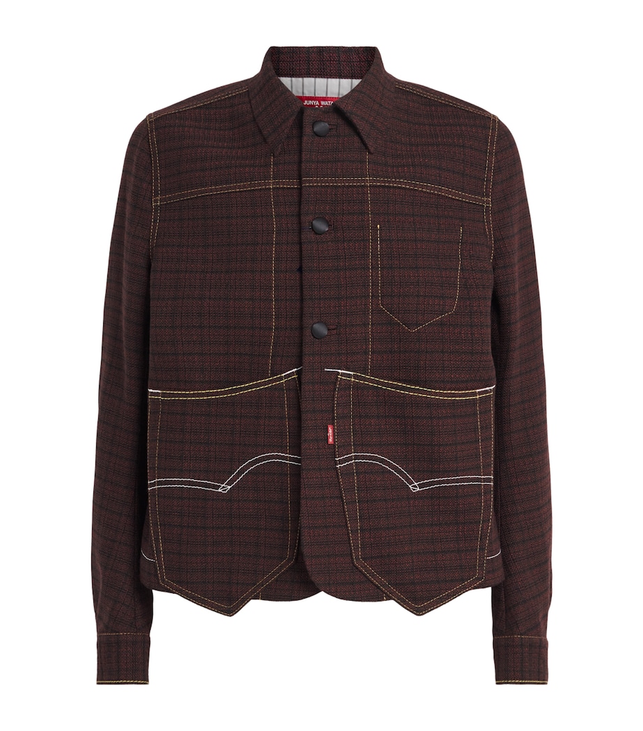 Junya Watanabe MAN Mens x Levi’s Wool-Blend Bomber Jacket Burgundy/black Image 1