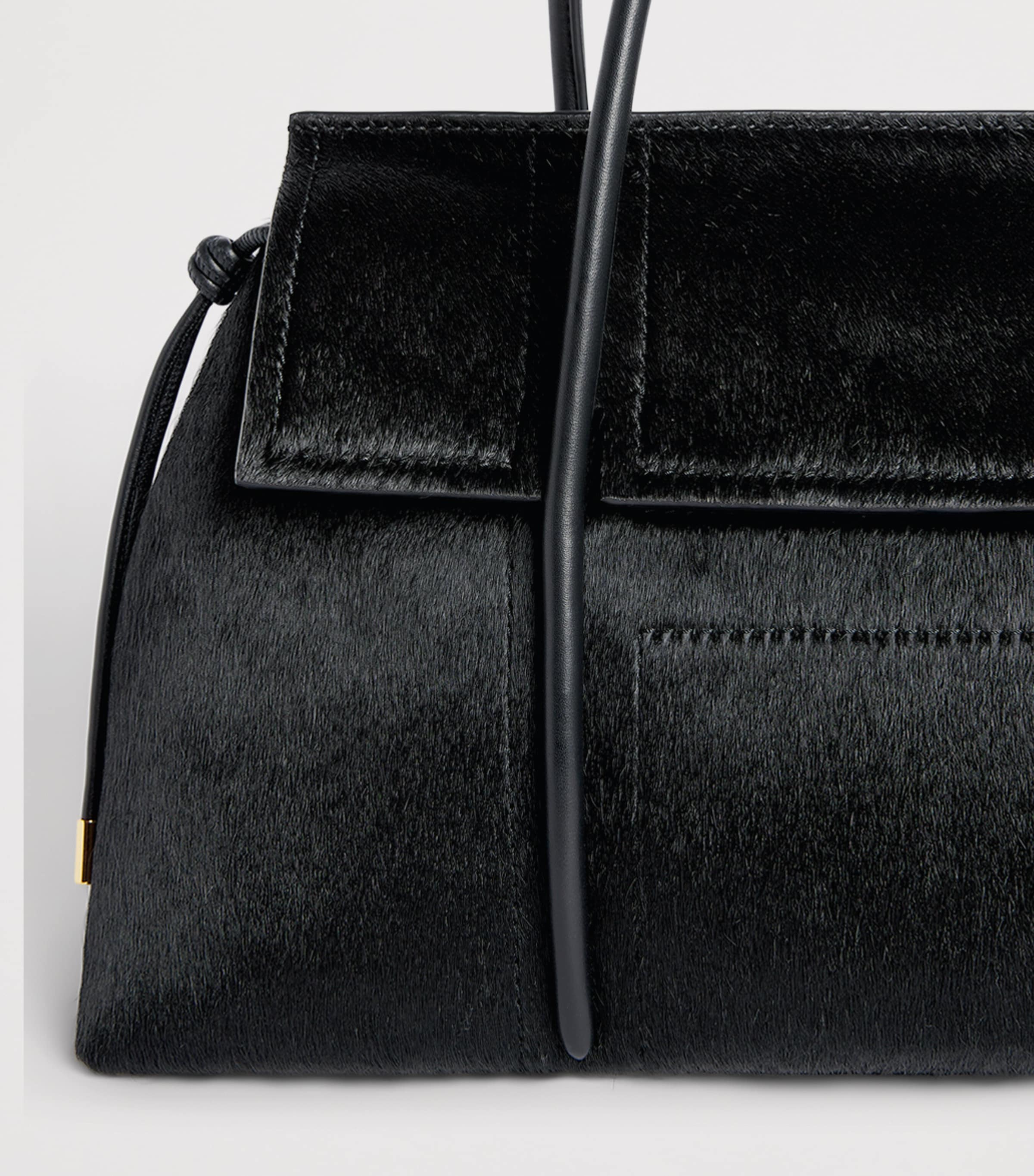 Harrods Medium Calf Hair Marcie Shoulder Bag Black Image 6