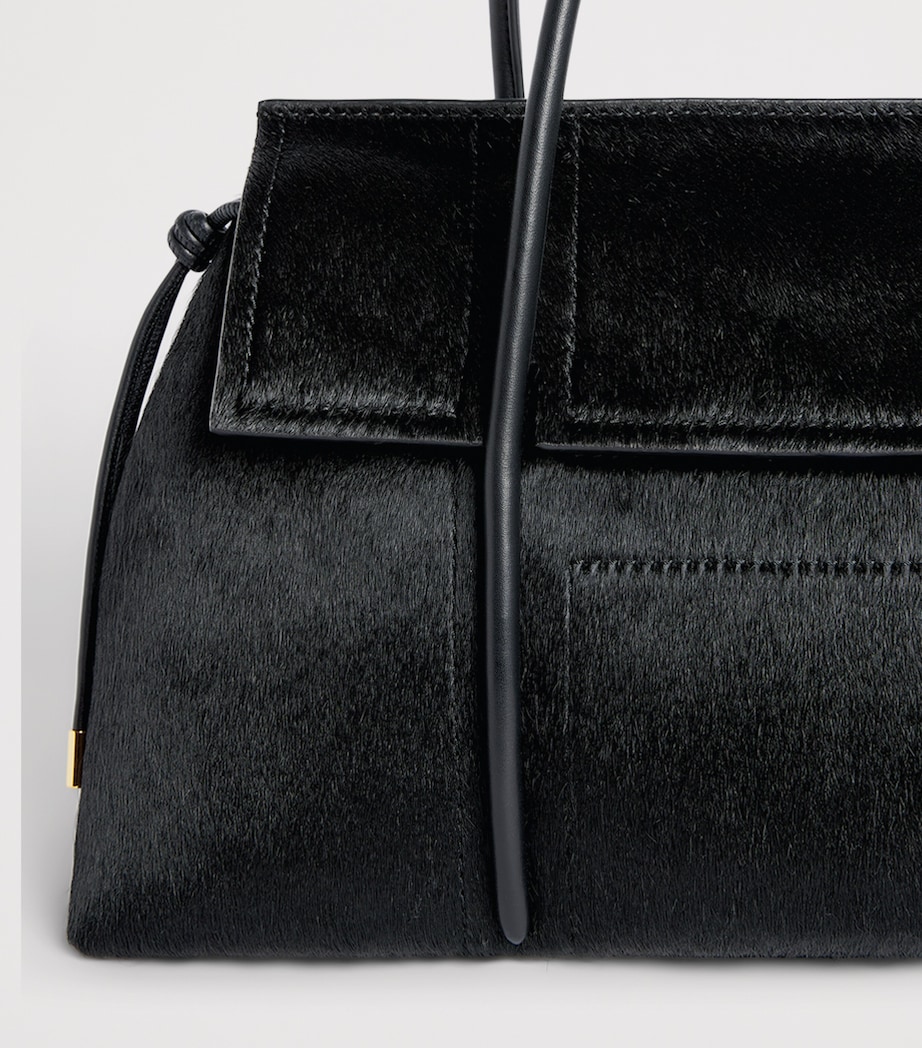 Harrods Medium Calf Hair Marcie Shoulder Bag Black Image 6