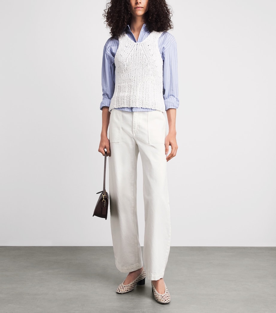 FRAME Womens The Bow Cargo Trousers White Image 2
