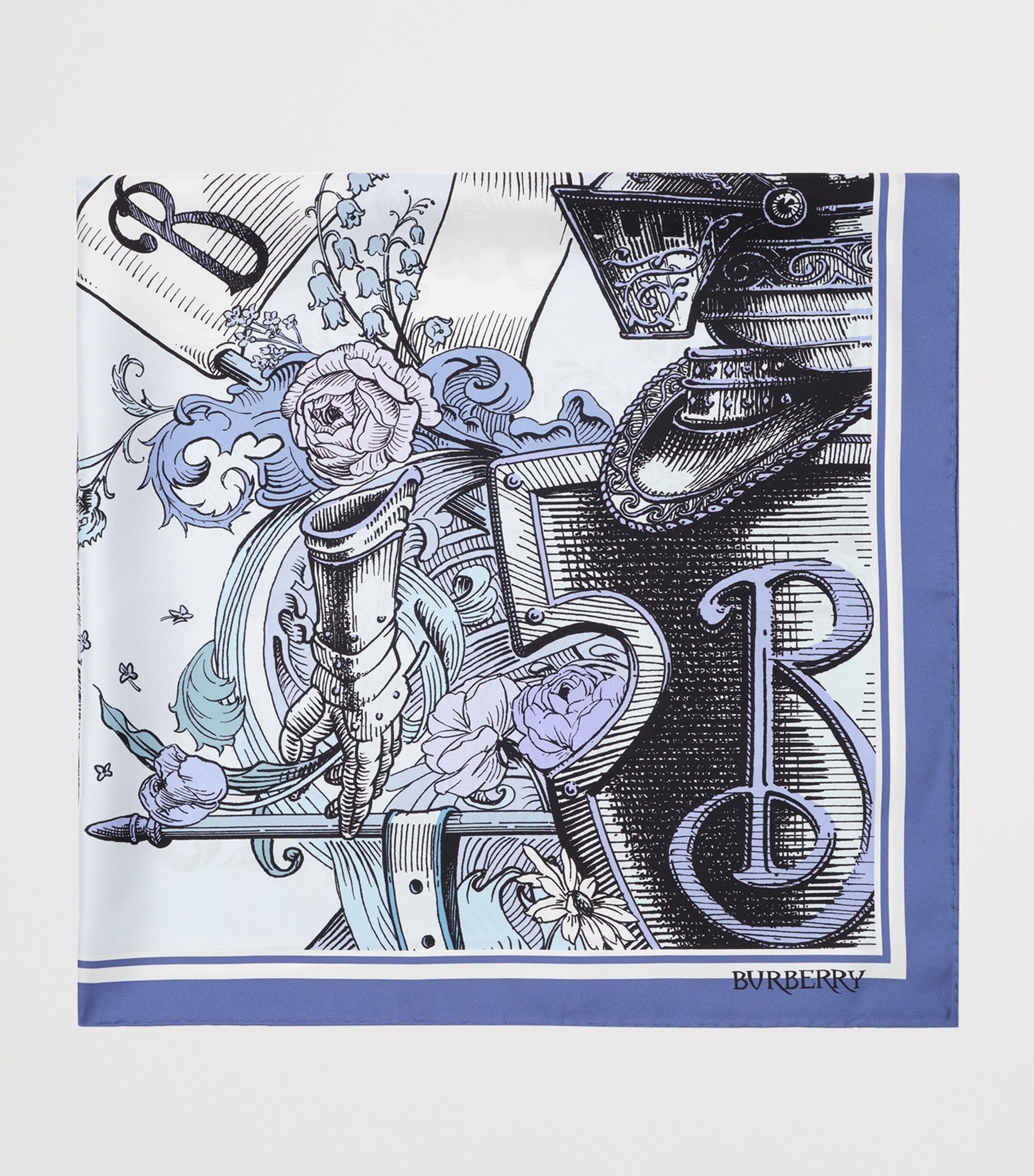 Burberry Silk Etched Knight Scarf Cornflower Blue Image 2