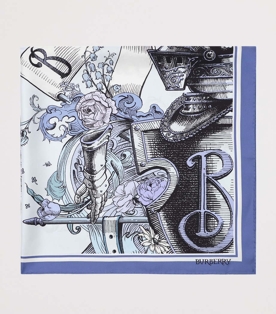 Burberry Silk Etched Knight Scarf Cornflower Blue Image 2