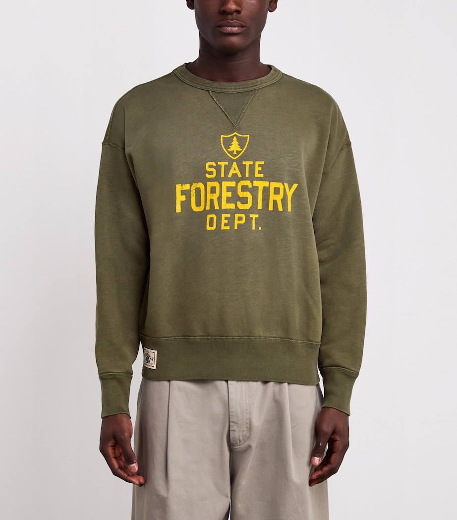 Cotton-Blend Forestry Graphic Sweatshirt DARK GREEN Image 3