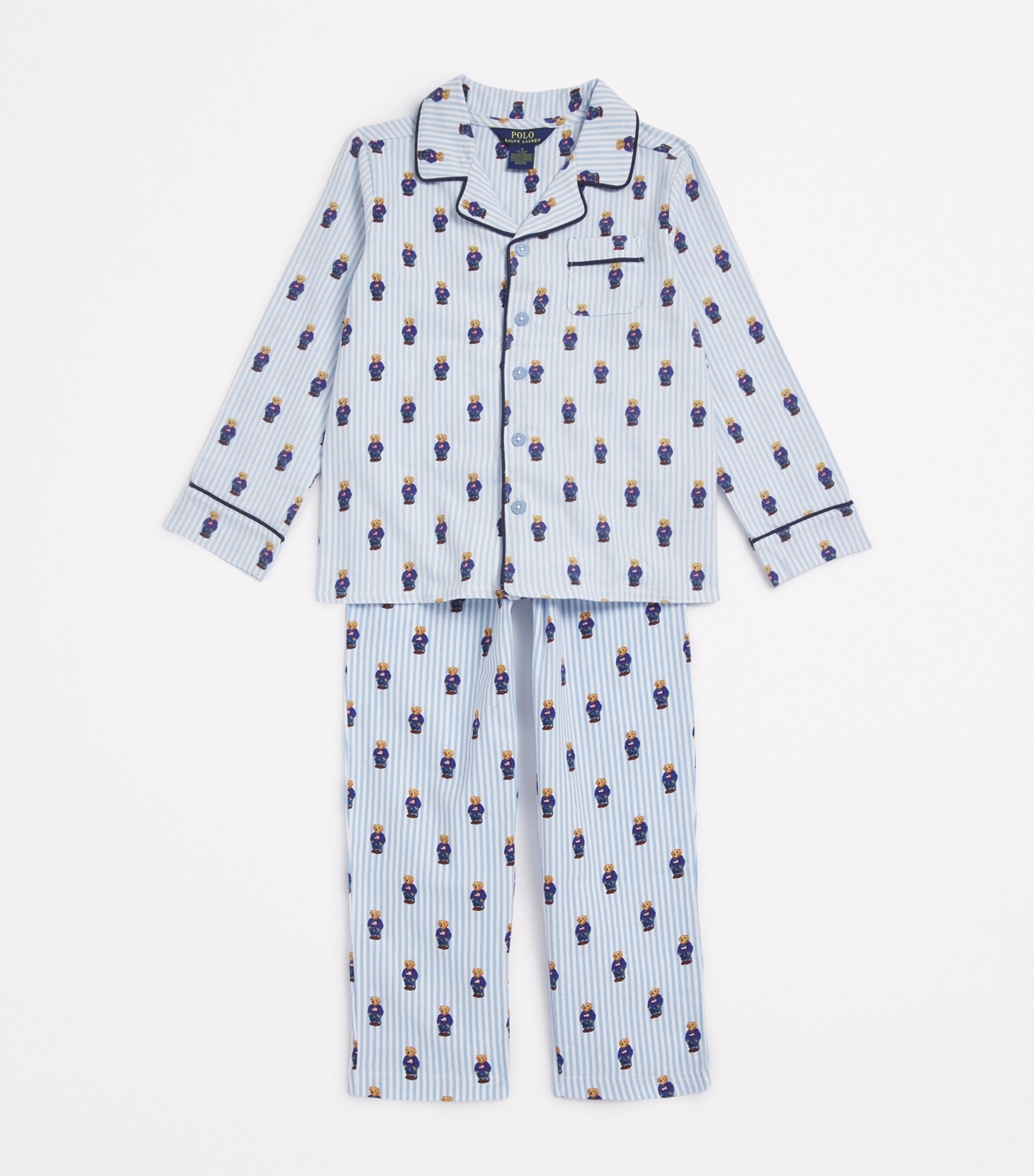Ralph Lauren Kids Cotton Polo Bear Pyjama Set (4-7 Years) White/elite Blue Image 3
