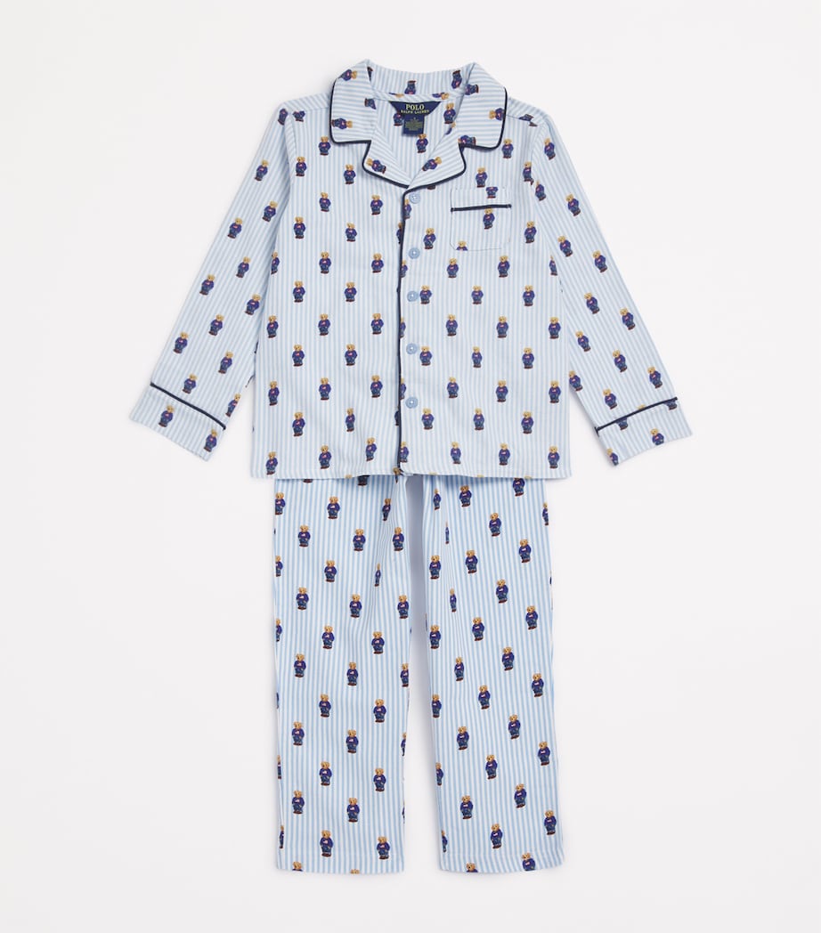Cotton Polo Bear Pyjama Set (4-7 Years) W2O WHITE/ELITE BLUE Image 3