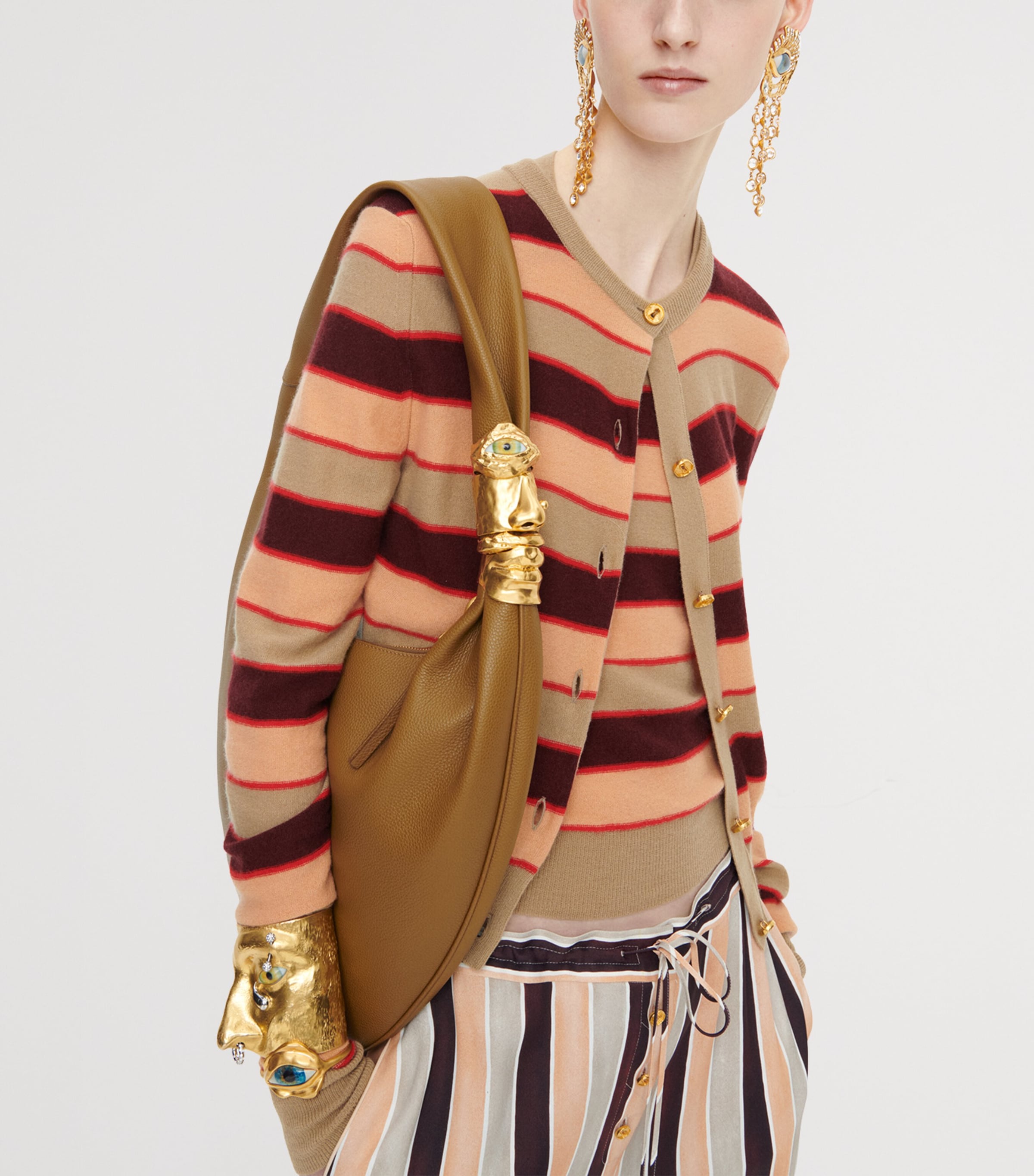 Schiaparelli Womens Cashmere Stripe Cardigan Multicolor Image 3