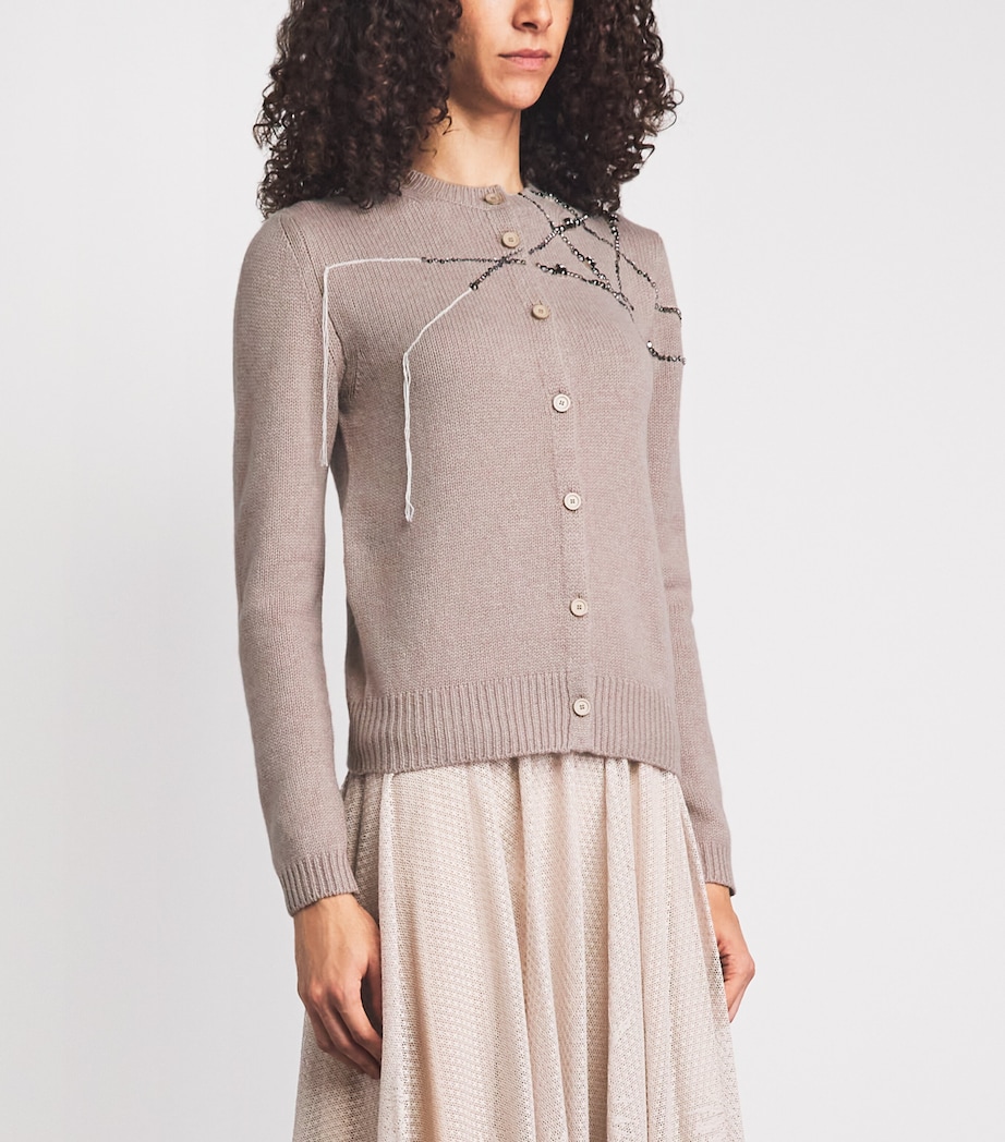 Fabiana Filippi Womens Wool-Silk-Cashmere Embellished Cardigan Moka Meringa Image 4